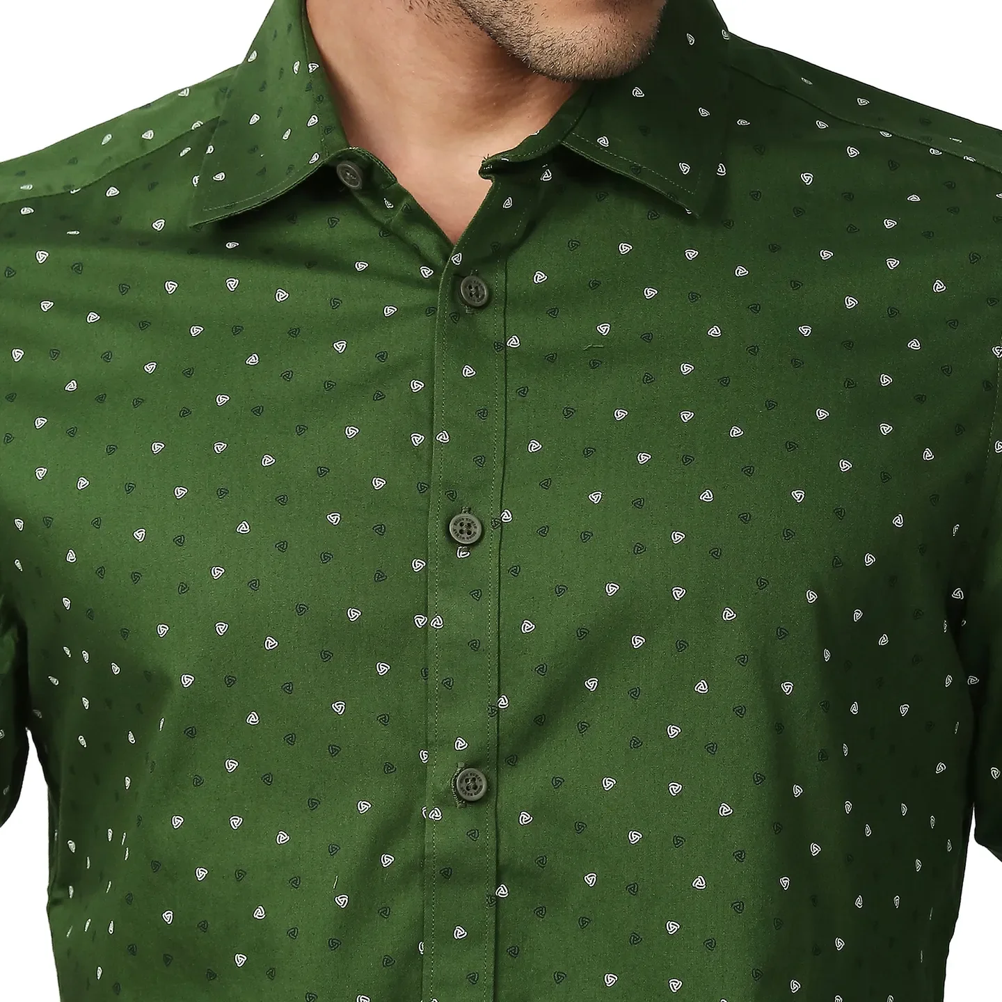 Green Slim Straight Fit Regular Collar Long Sleeves Men's Shirt by Being Human Clothing - Image 5