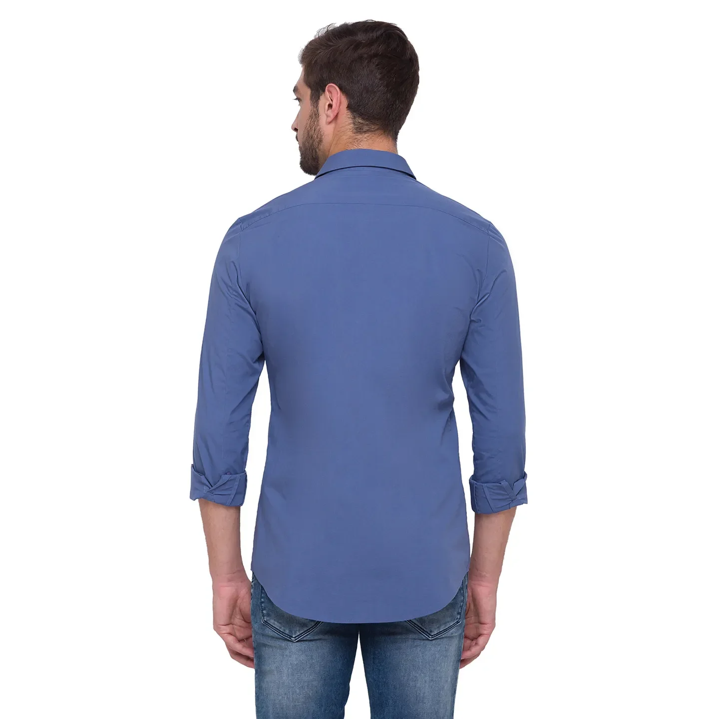 Grey Super Slim Fit Regular Collar Men's Shirt by Being Human Clothing