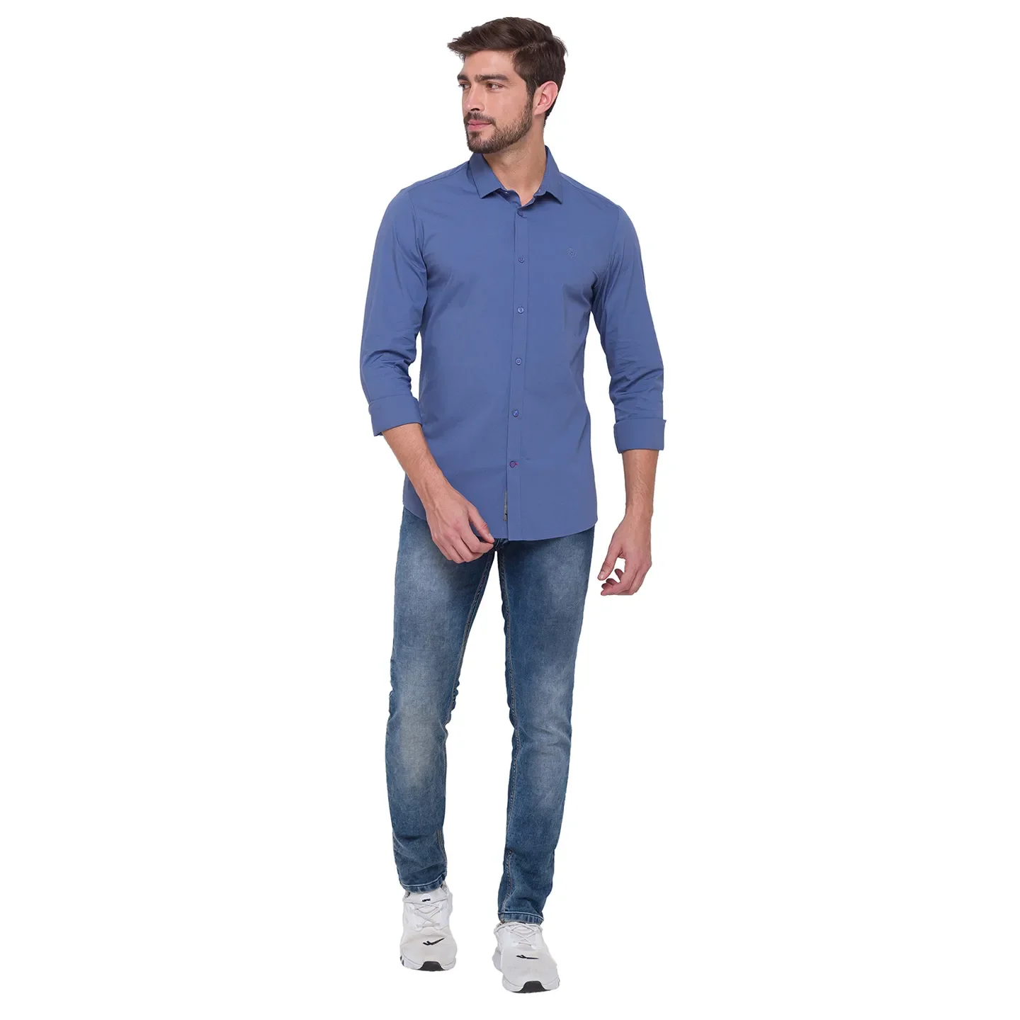 Grey Super Slim Fit Regular Collar Men's Shirt by Being Human Clothing - Image 4