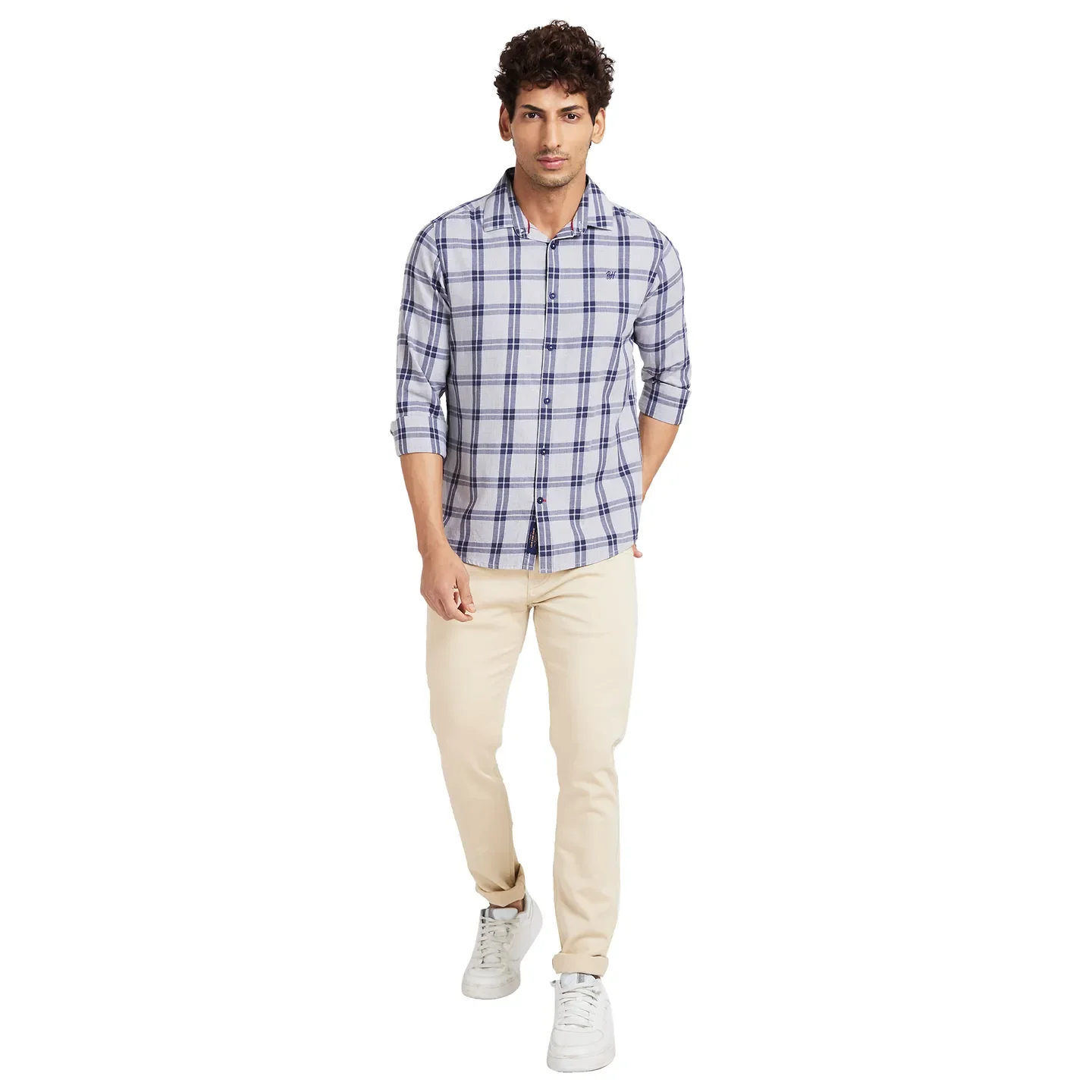 Grey Slim Fit Regular Collar Men's Shirt by Being Human Clothing - Image 2