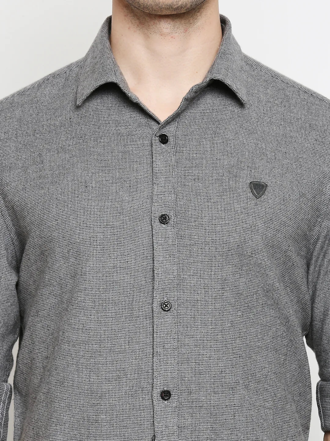 Grey Regular Fit Regular Collar Long Sleeves Cotton Men's Shirt by Being Human Clothing - Image 5