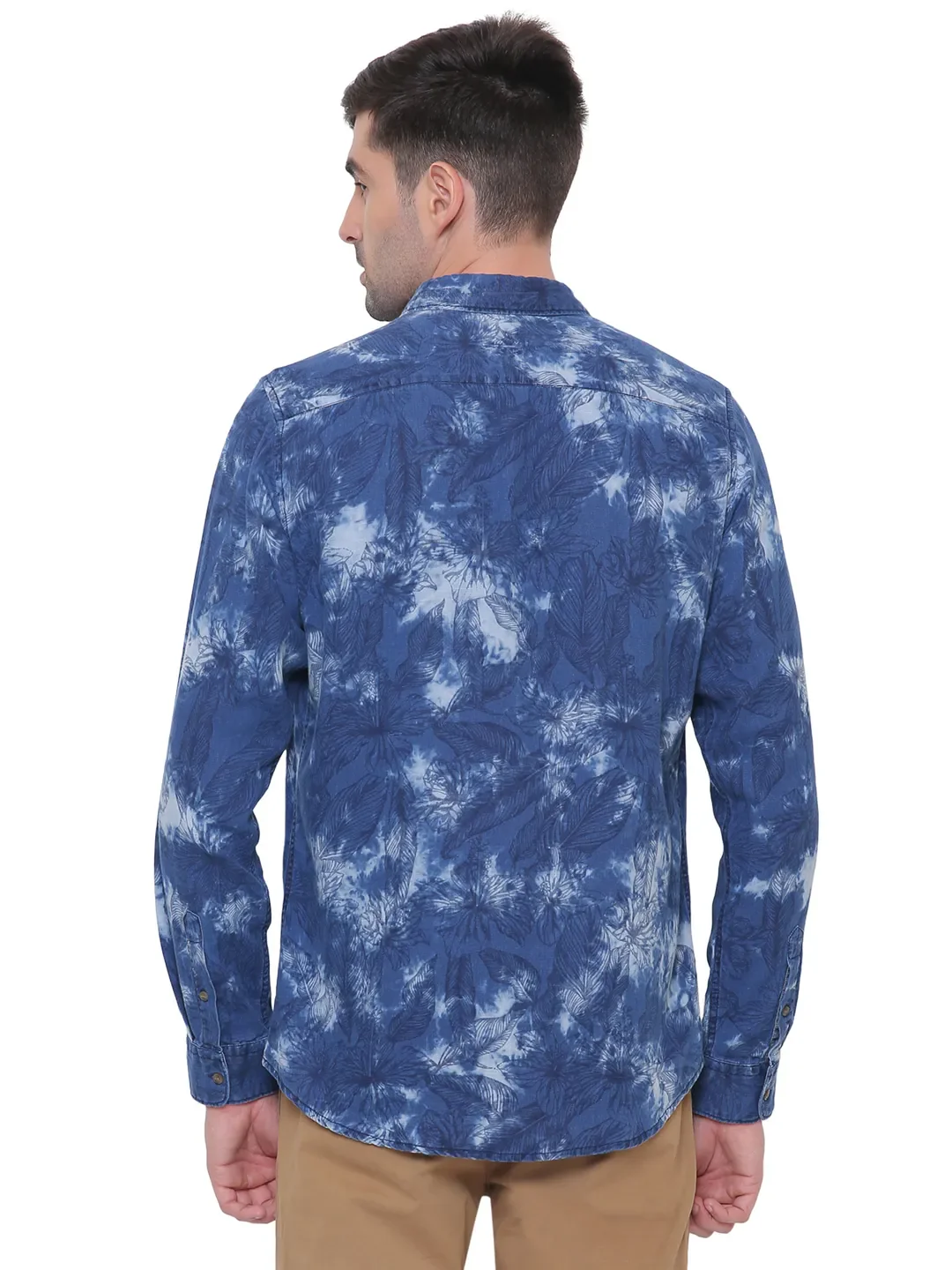 Indigo Slim Straight Fit Regular Collar Long Sleeves Cotton Men's Shirt by Being Human Clothing - Image 3