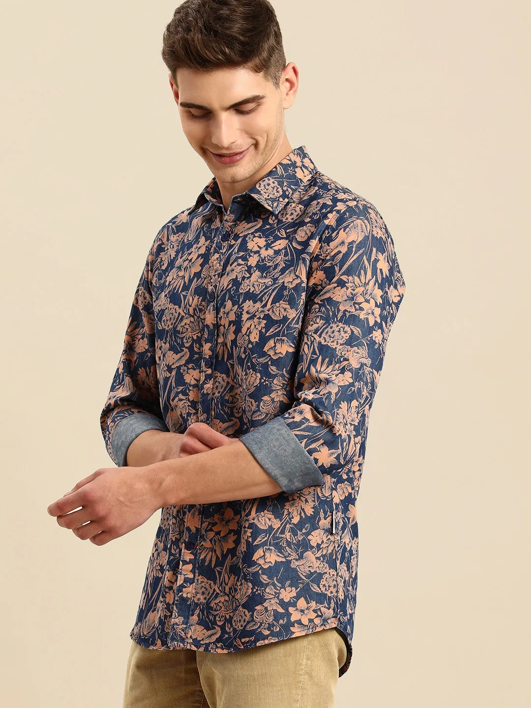 Indigo Slim Straight Fit Regular Collar Long Sleeves Men's Shirt by Being Human Clothing - Image 3