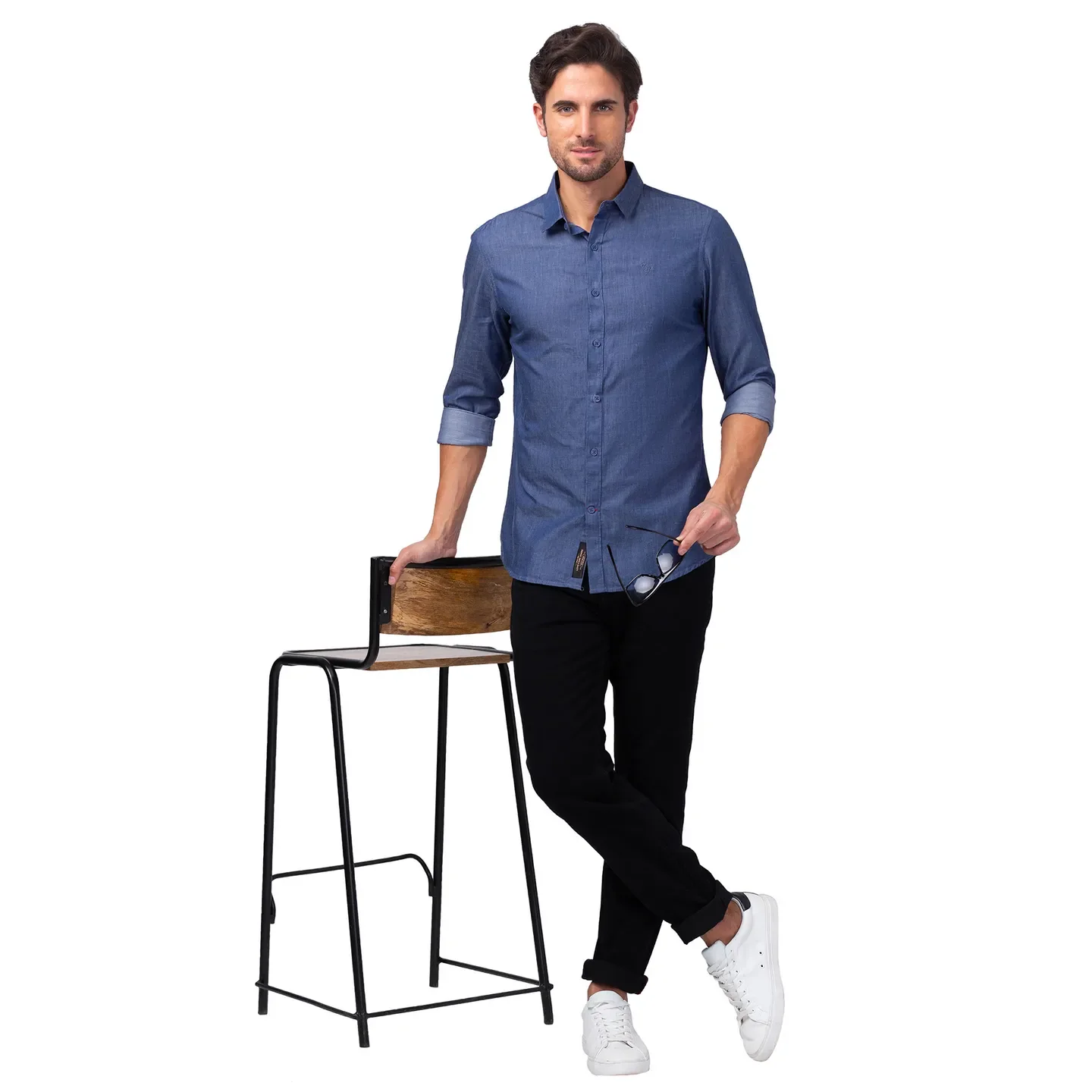 Indigo Slim Fit Regular Collar Men's Shirt by Being Human Clothing - Image 6
