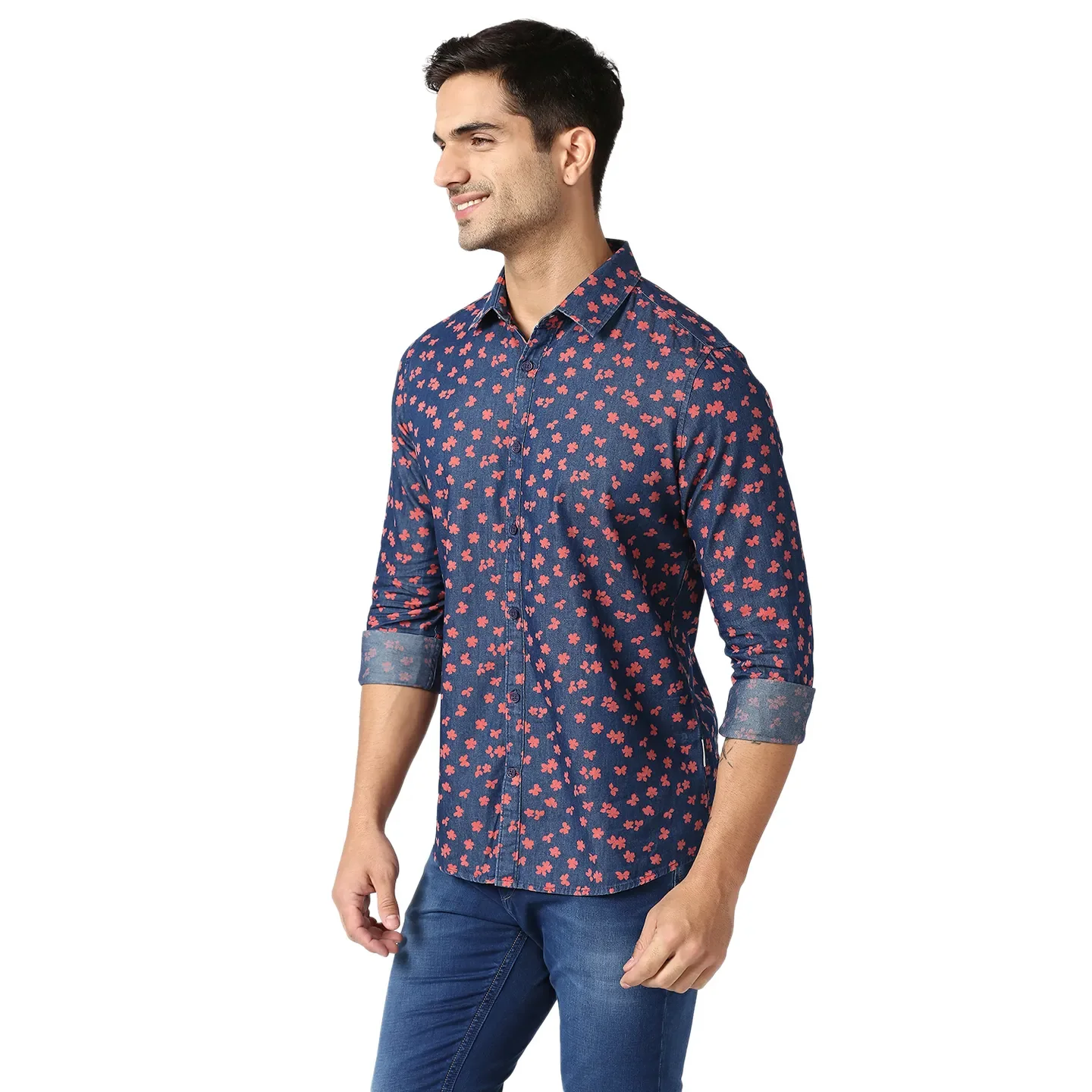 Indigo Slim Straight Fit Regular Collar Long Sleeves Men's Shirt by Being Human Clothing - Image 2