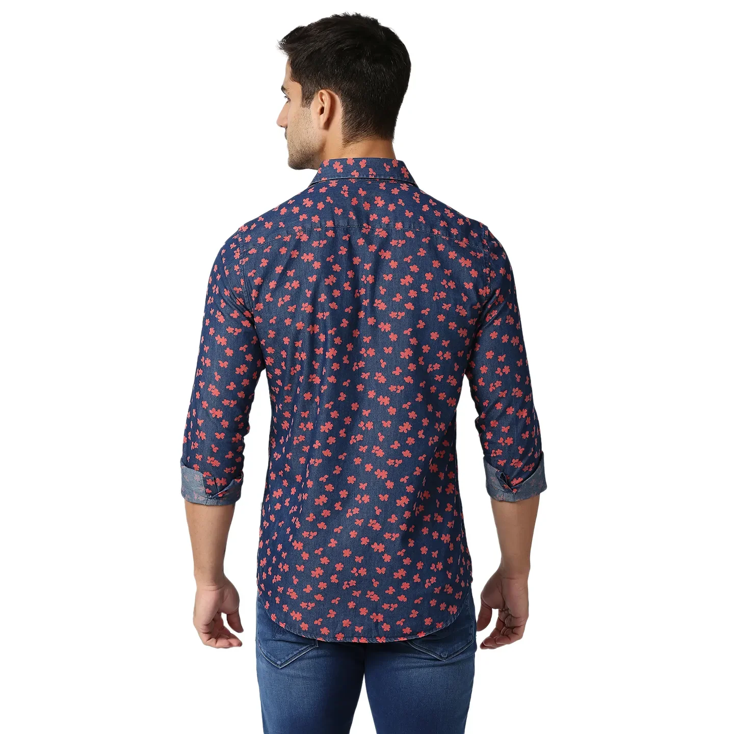 Indigo Slim Straight Fit Regular Collar Long Sleeves Men's Shirt by Being Human Clothing - Image 4