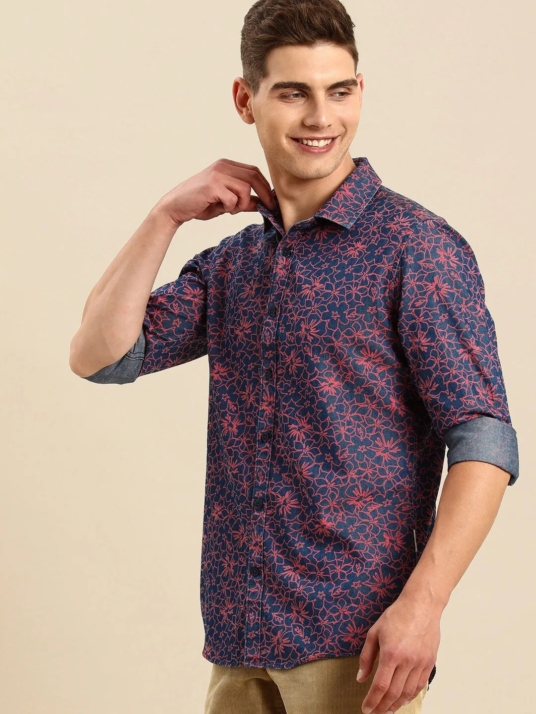 Indigo Slim Straight Fit Regular Collar Long Sleeves Men's Shirt by Being Human Clothing - Image 2
