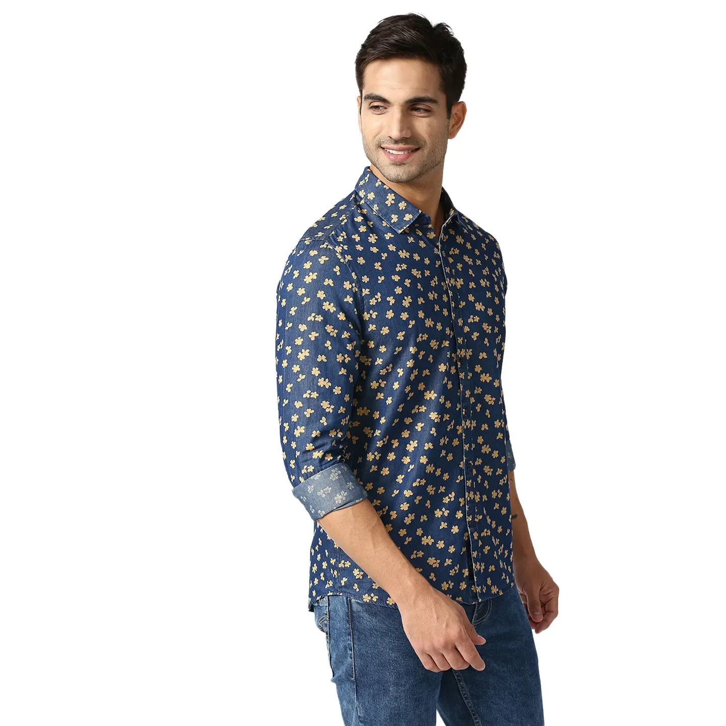 Indigo Slim Straight Fit Regular Collar Long Sleeves Men's Shirt by Being Human Clothing - Image 3