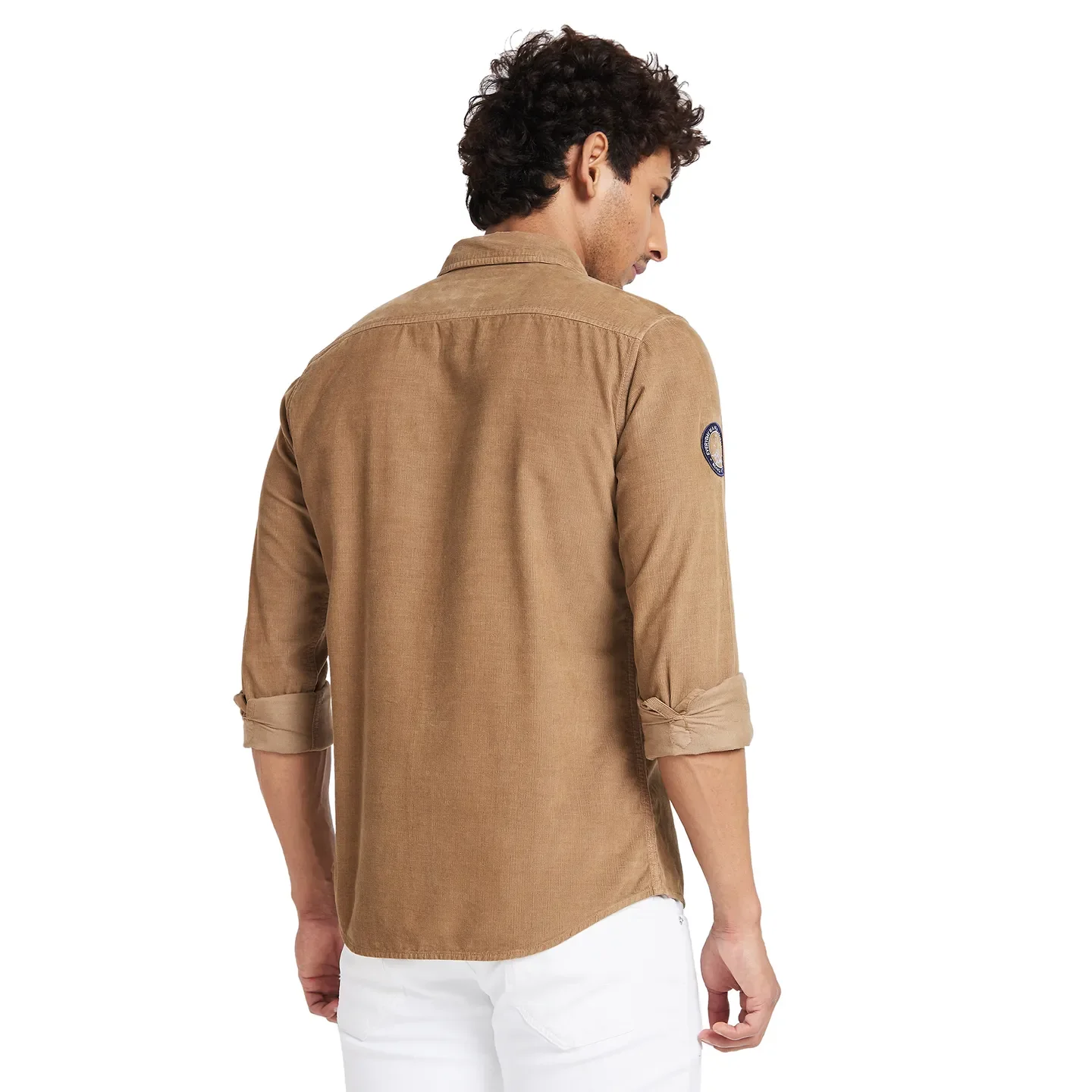 Khaki Slim Straight Fit Regular Collar Long Sleeves Men's Shirt by Being Human Clothing - Image 4