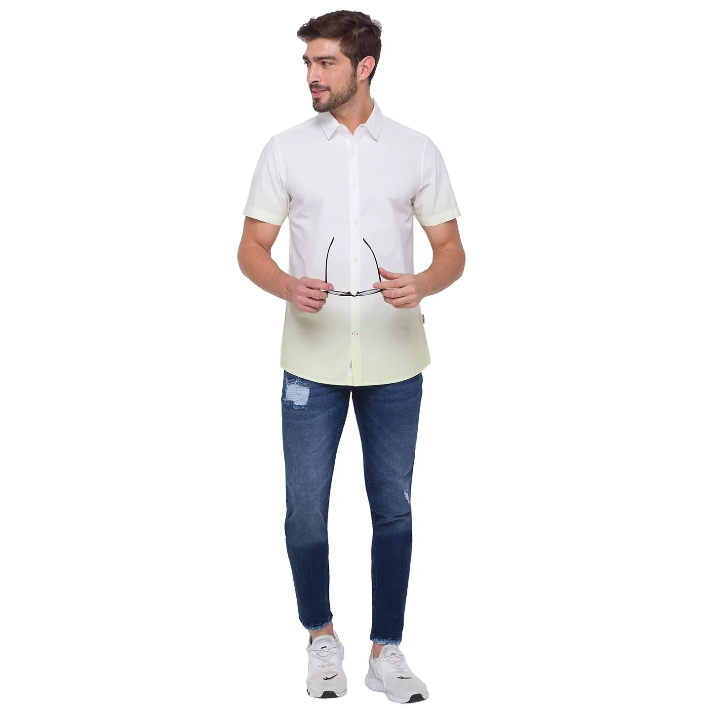 Yellow Slim Straight Fit Men's Short Sleeves Shirt by Being Human Clothing