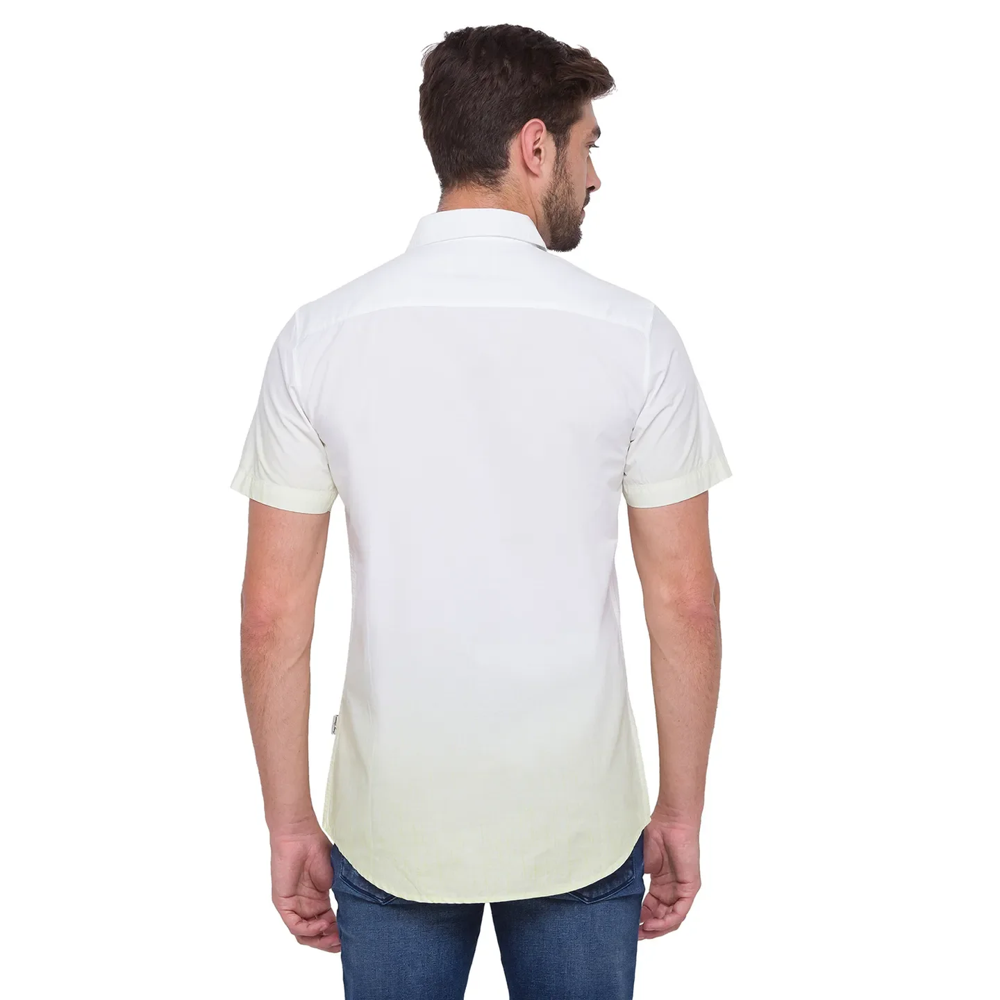 Yellow Slim Straight Fit Men's Short Sleeves Shirt by Being Human Clothing - Image 2