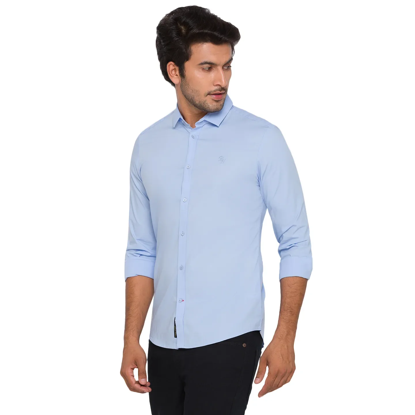 Blue Regular Fit Regular Collar Long Sleeves Cotton Men's Shirt by Being Human Clothing - Image 3