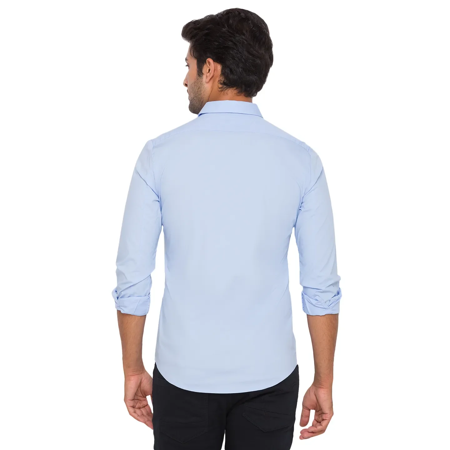 Blue Regular Fit Regular Collar Long Sleeves Cotton Men's Shirt by Being Human Clothing - Image 4