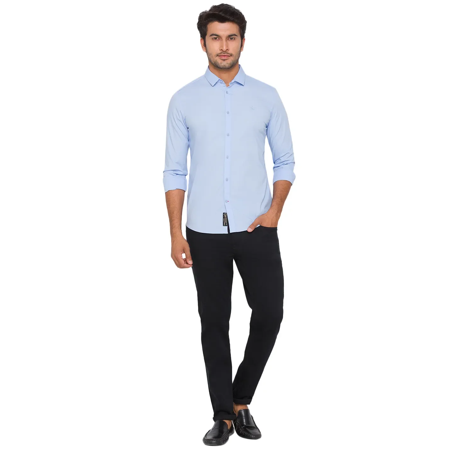 Blue Regular Fit Regular Collar Long Sleeves Cotton Men's Shirt by Being Human Clothing - Image 5