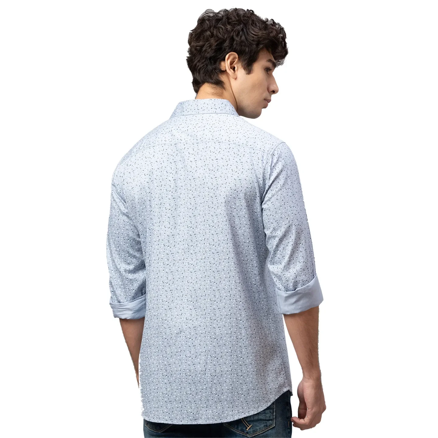 Light Blue Slim Fit Regular Collar Men's Shirt by Being Human Clothing - Image 3