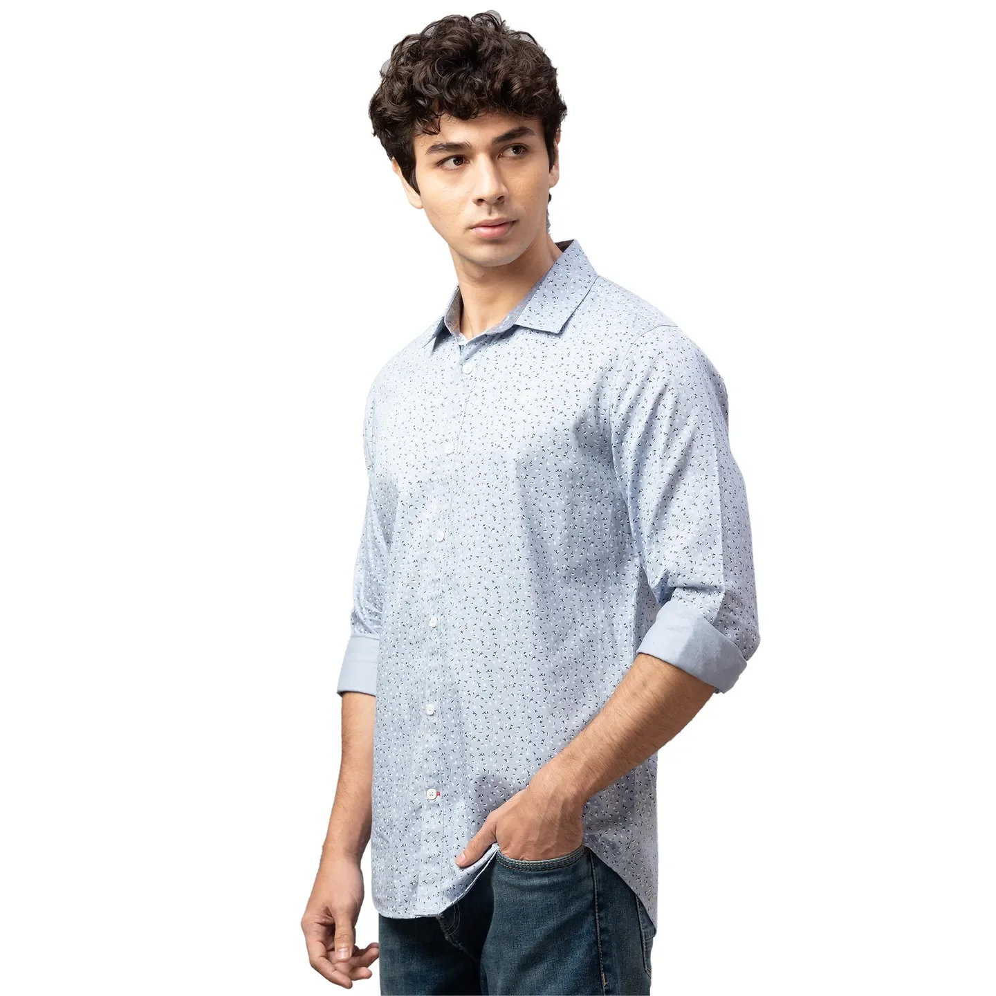 Light Blue Slim Fit Regular Collar Men's Shirt by Being Human Clothing - Image 4