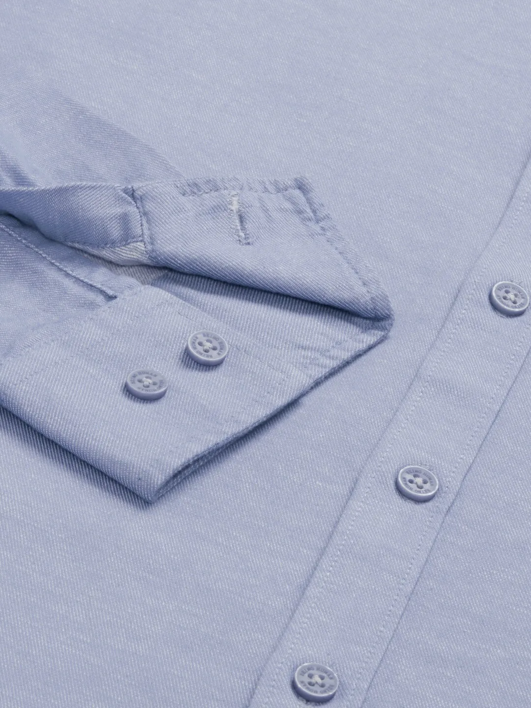 Blue Slim Straight Fit Mandarin Collar Long Sleeves Cotton Men's Shirt by Being Human Clothing - Image 4