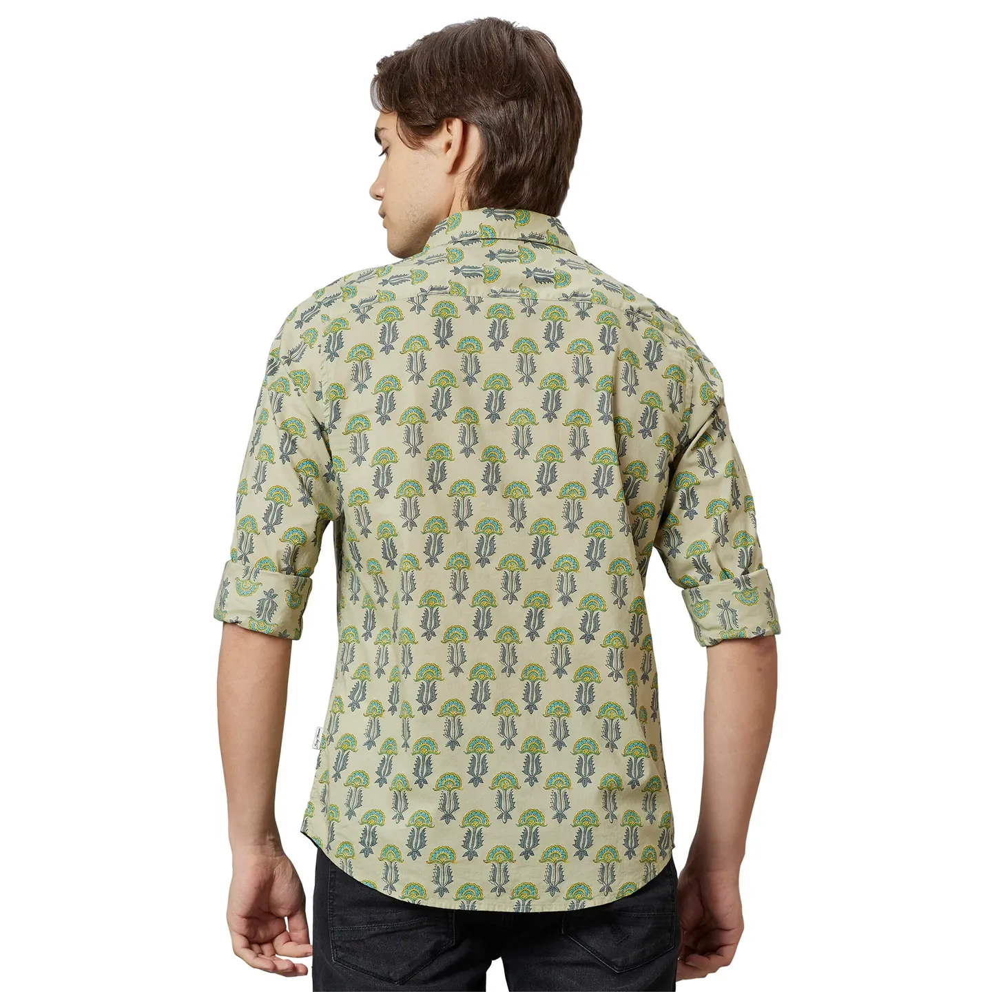 Light Green Slim Fit Regular Collar Men's Shirt by Being Human Clothing - Image 2