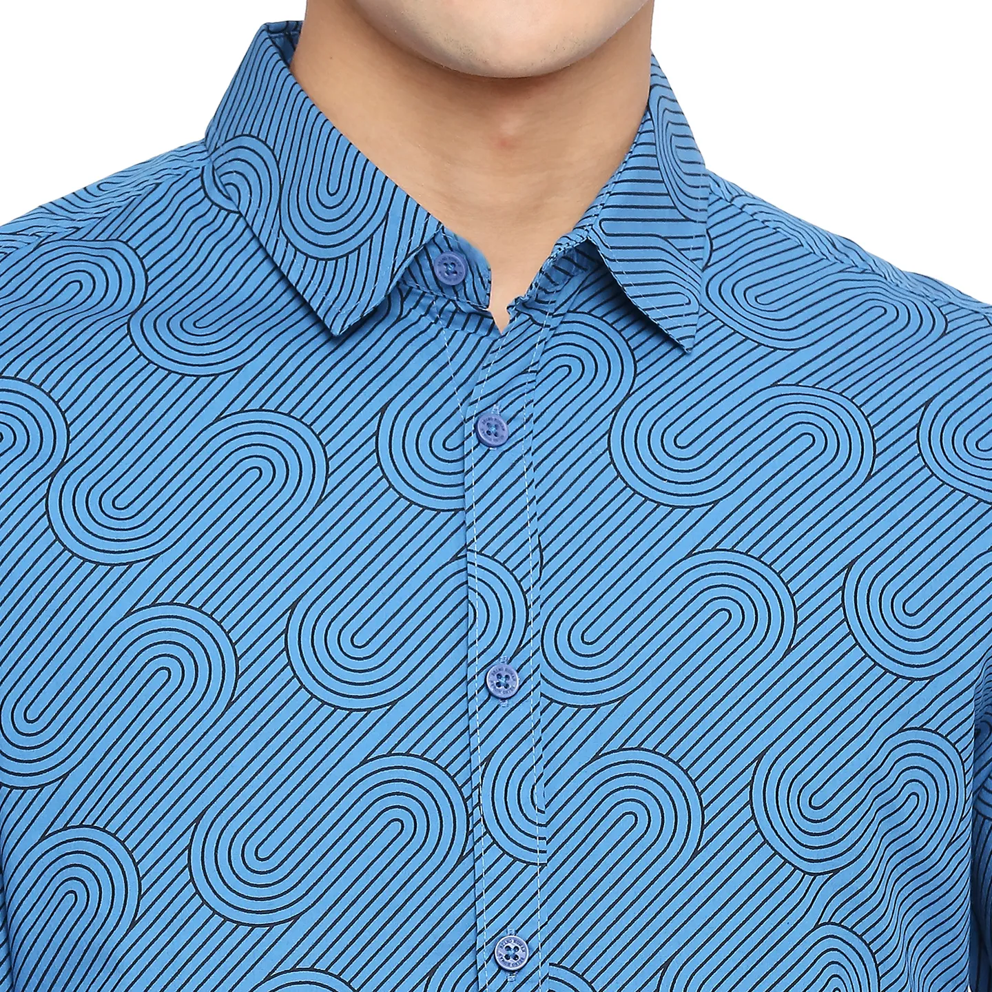 Blue Slim Fit Regular Collar Men's Shirt by Being Human Clothing - Image 5
