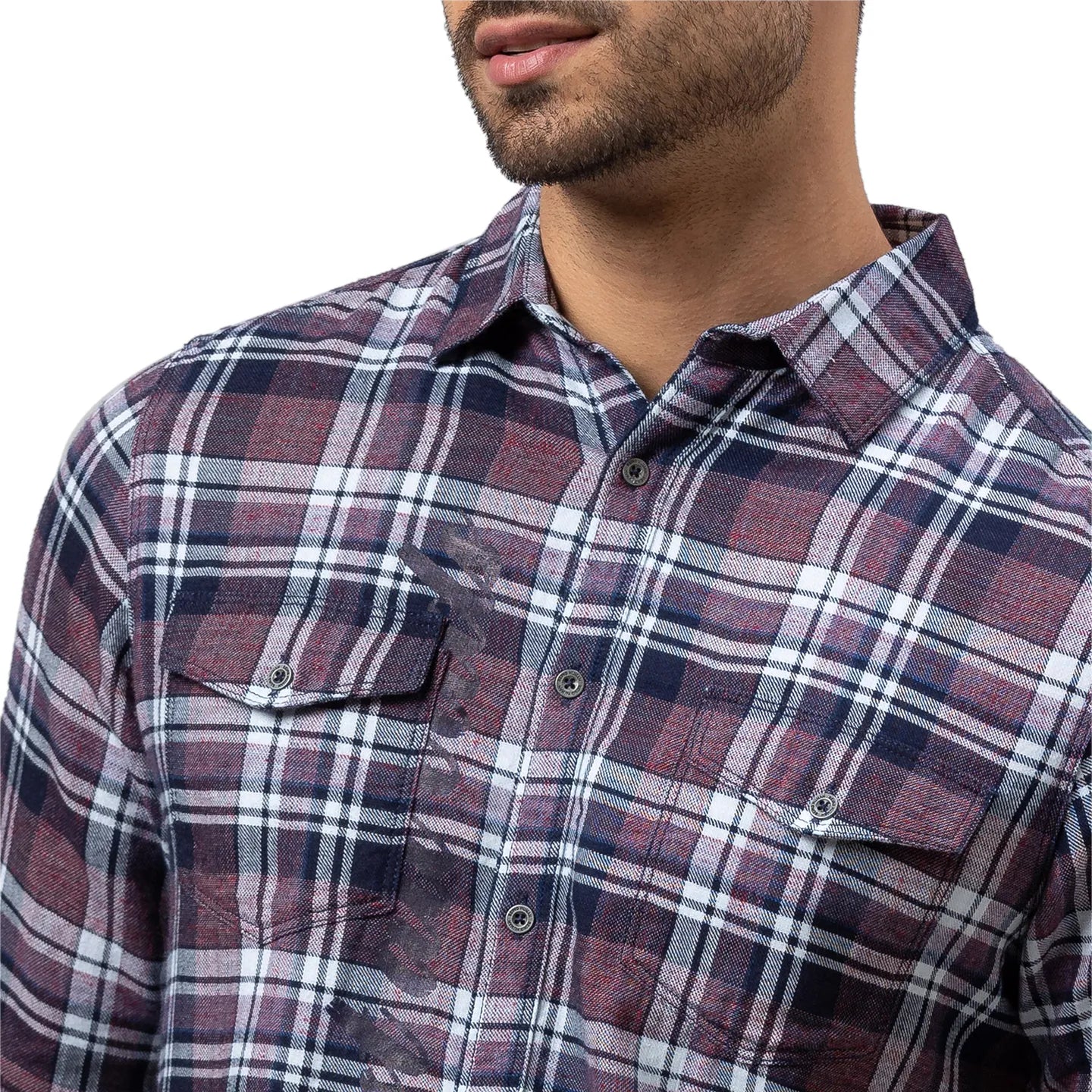 Red Slim Straight Fit Regular Collar Long Sleeves Cotton Men's Shirt by Being Human Clothing - Image 5