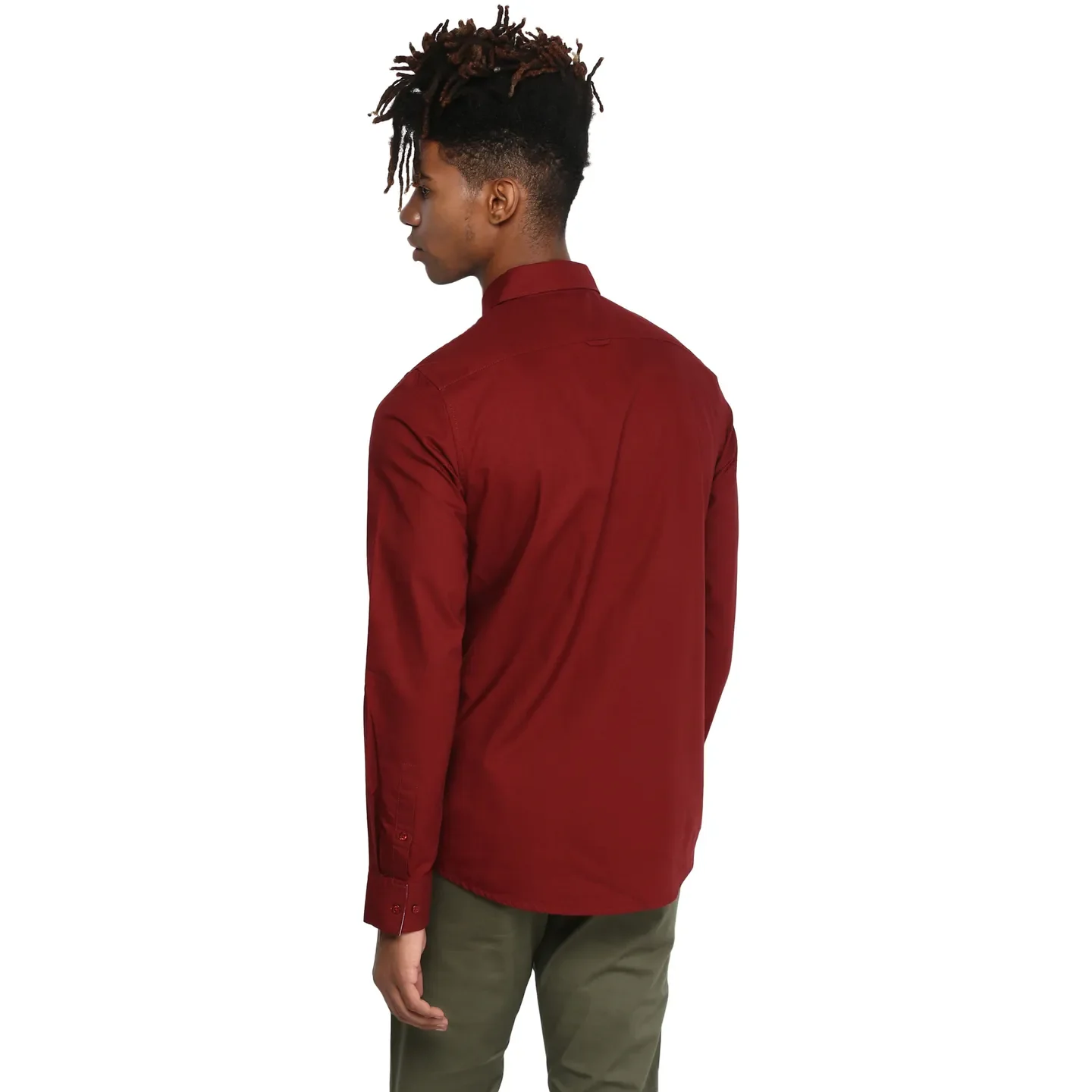 Red Slim Straight Fit Regular Collar Long Sleeves Men's Shirt by Being Human Clothing - Image 3