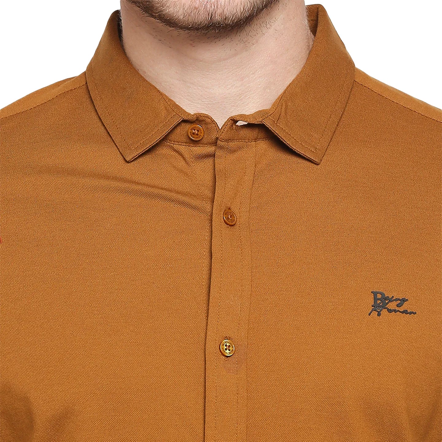 Yellow Slim Straight Fit Regular Collar Long Sleeves Cotton Men's Shirt by Being Human Clothing - Image 5