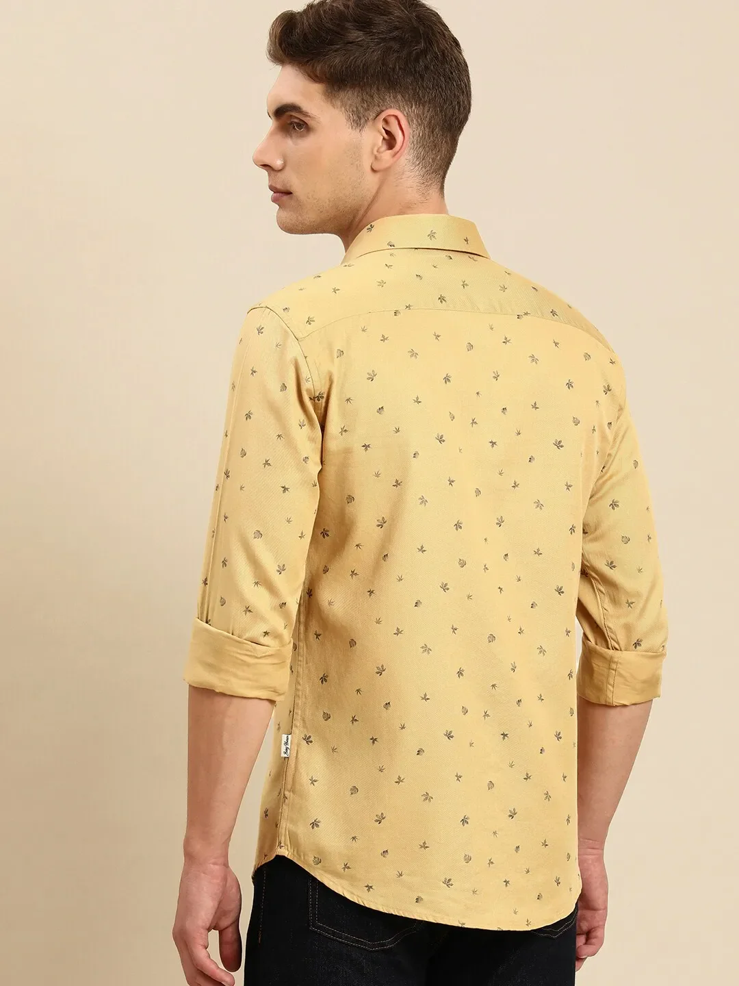 Yellow Slim Straight Fit Regular Collar Long Sleeves Men's Shirt by Being Human Clothing - Image 2