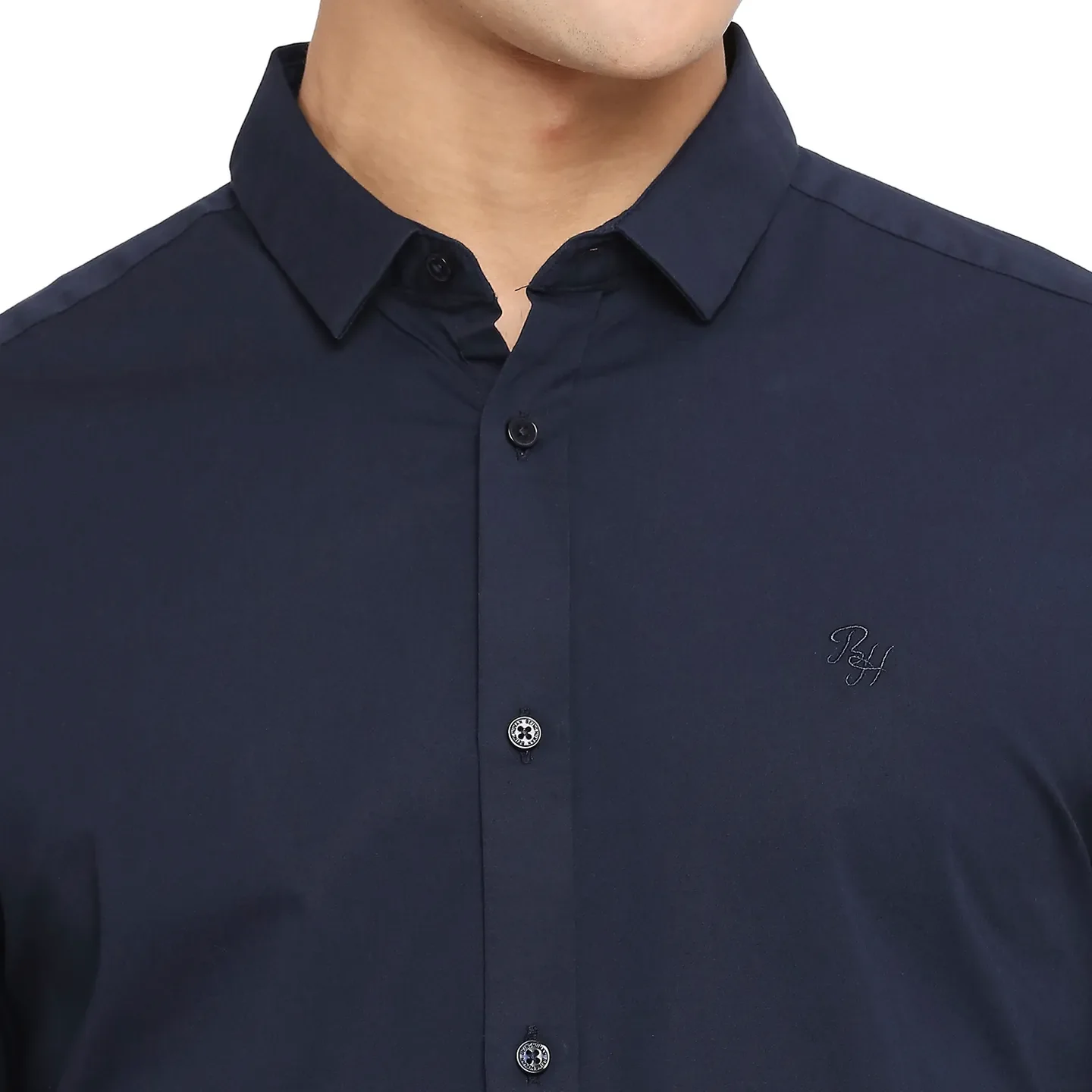 Navy Super Slim Fit Regular Collar Men's Shirt by Being Human Clothing - Image 5