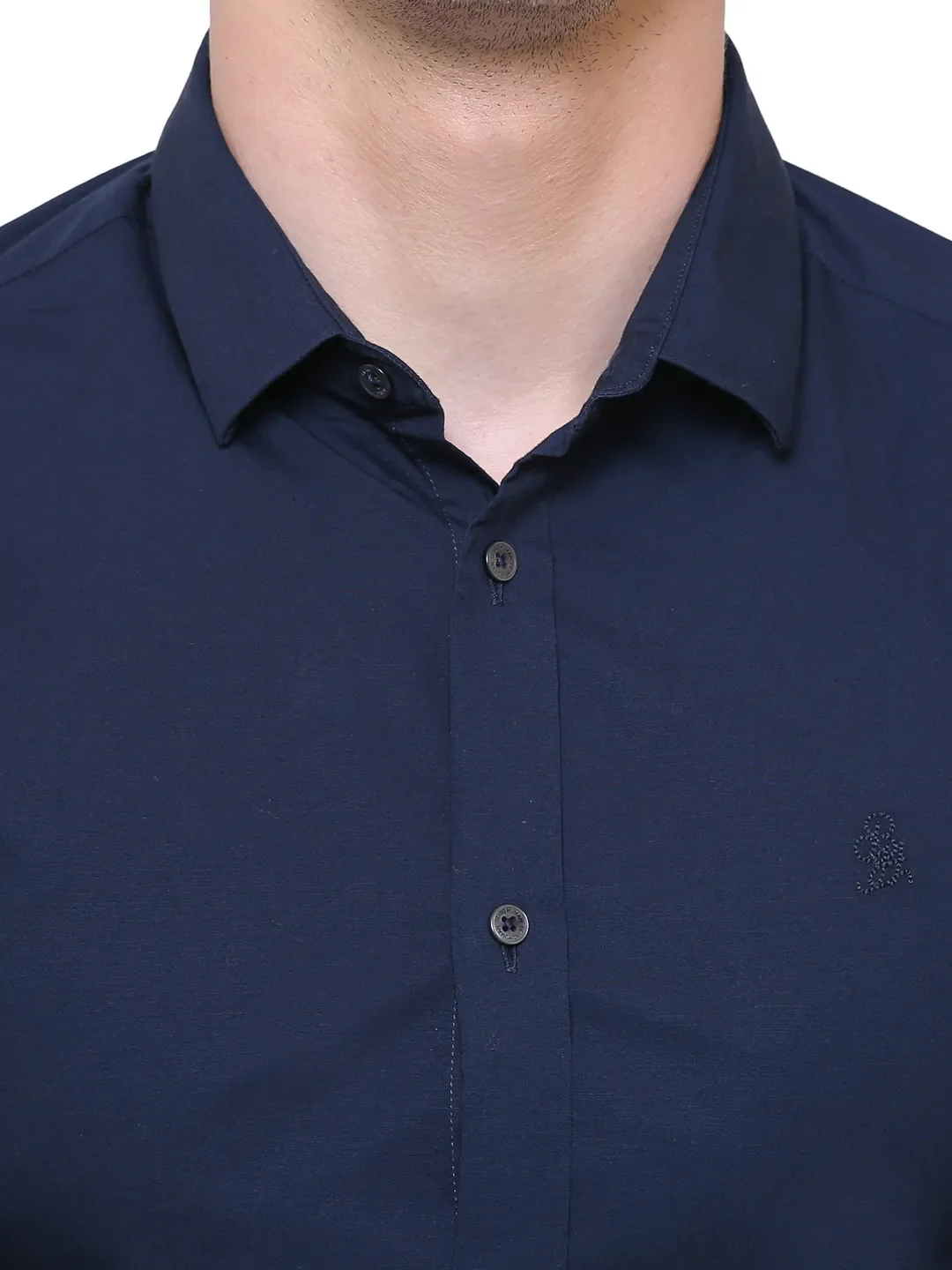 Blue Slim Straight Fit Regular Collar Long Sleeves Men's Shirt by Being Human Clothing - Image 4