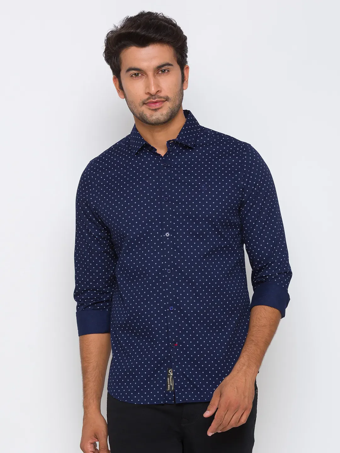 Blue Regular Fit Regular Collar Long Sleeves Cotton Men's Shirt by Being Human Clothing