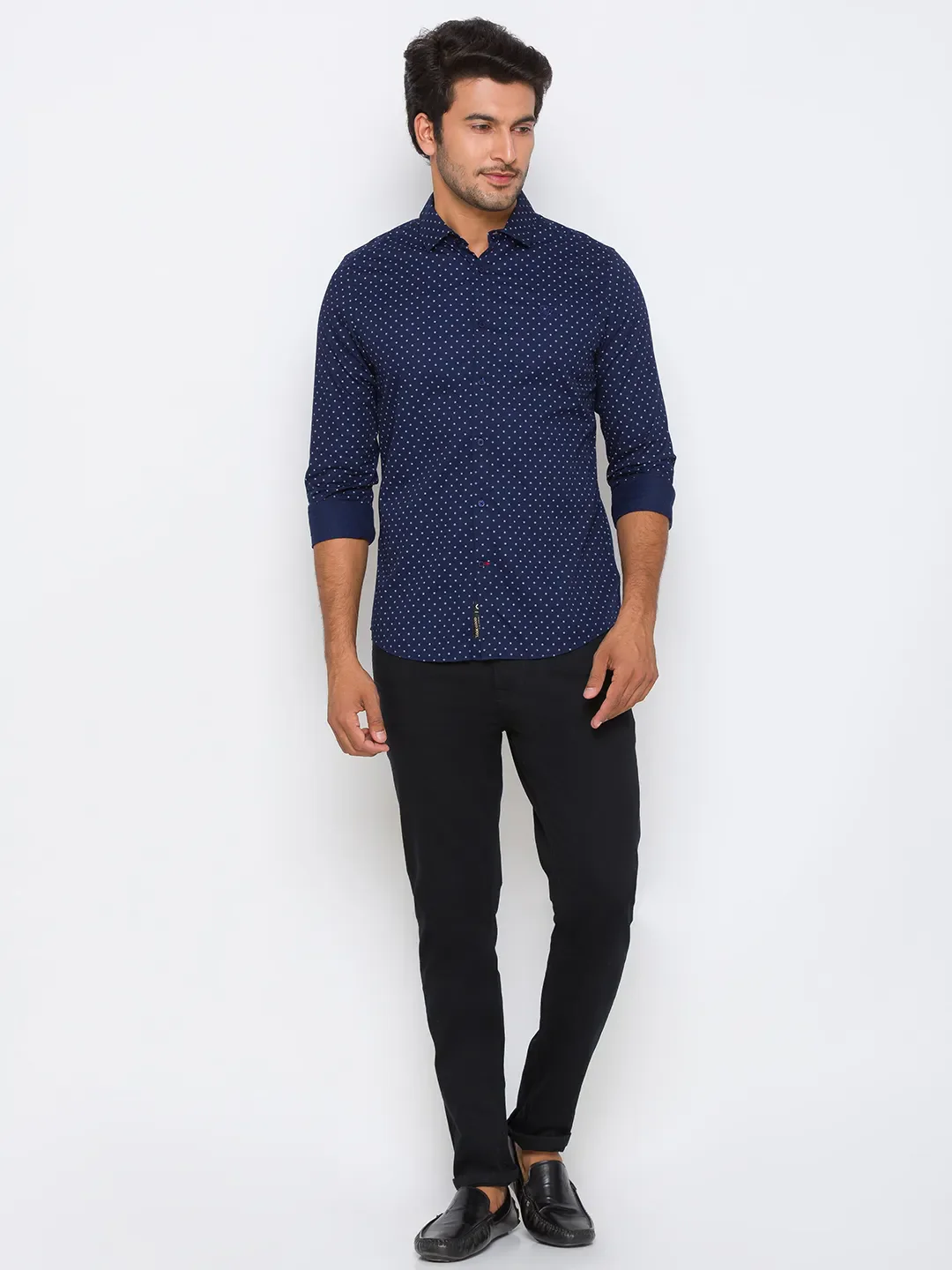 Blue Regular Fit Regular Collar Long Sleeves Cotton Men's Shirt by Being Human Clothing - Image 2