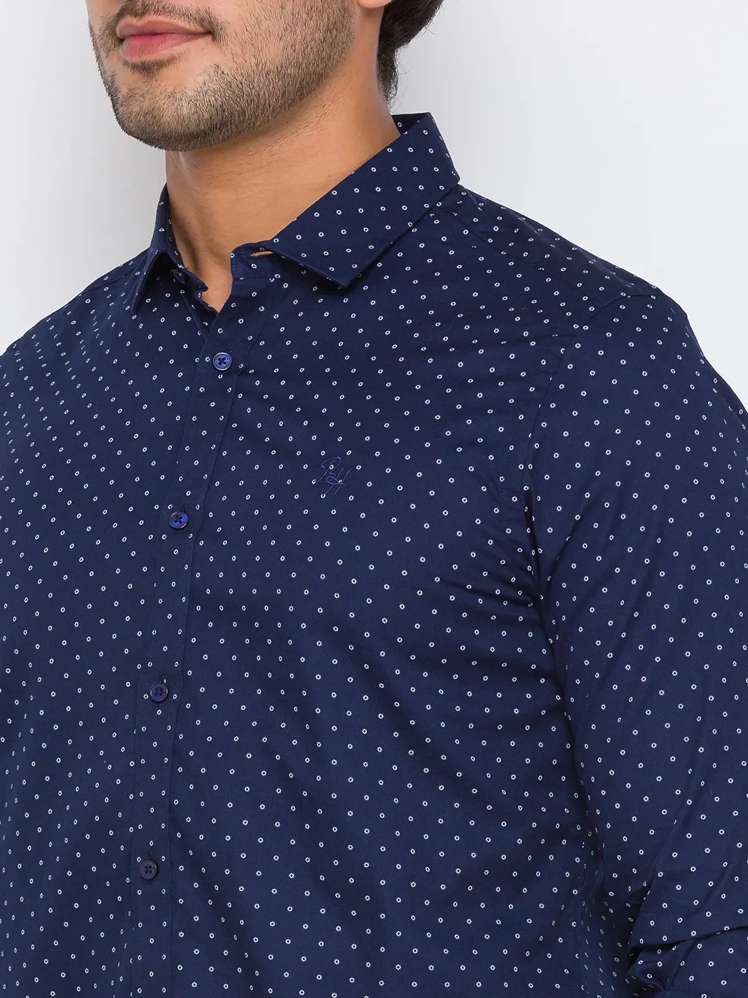 Blue Regular Fit Regular Collar Long Sleeves Cotton Men's Shirt by Being Human Clothing - Image 5