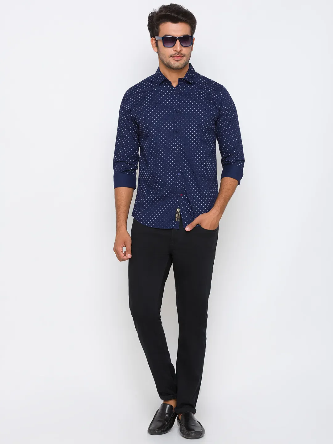 Blue Regular Fit Regular Collar Long Sleeves Cotton Men's Shirt by Being Human Clothing - Image 6