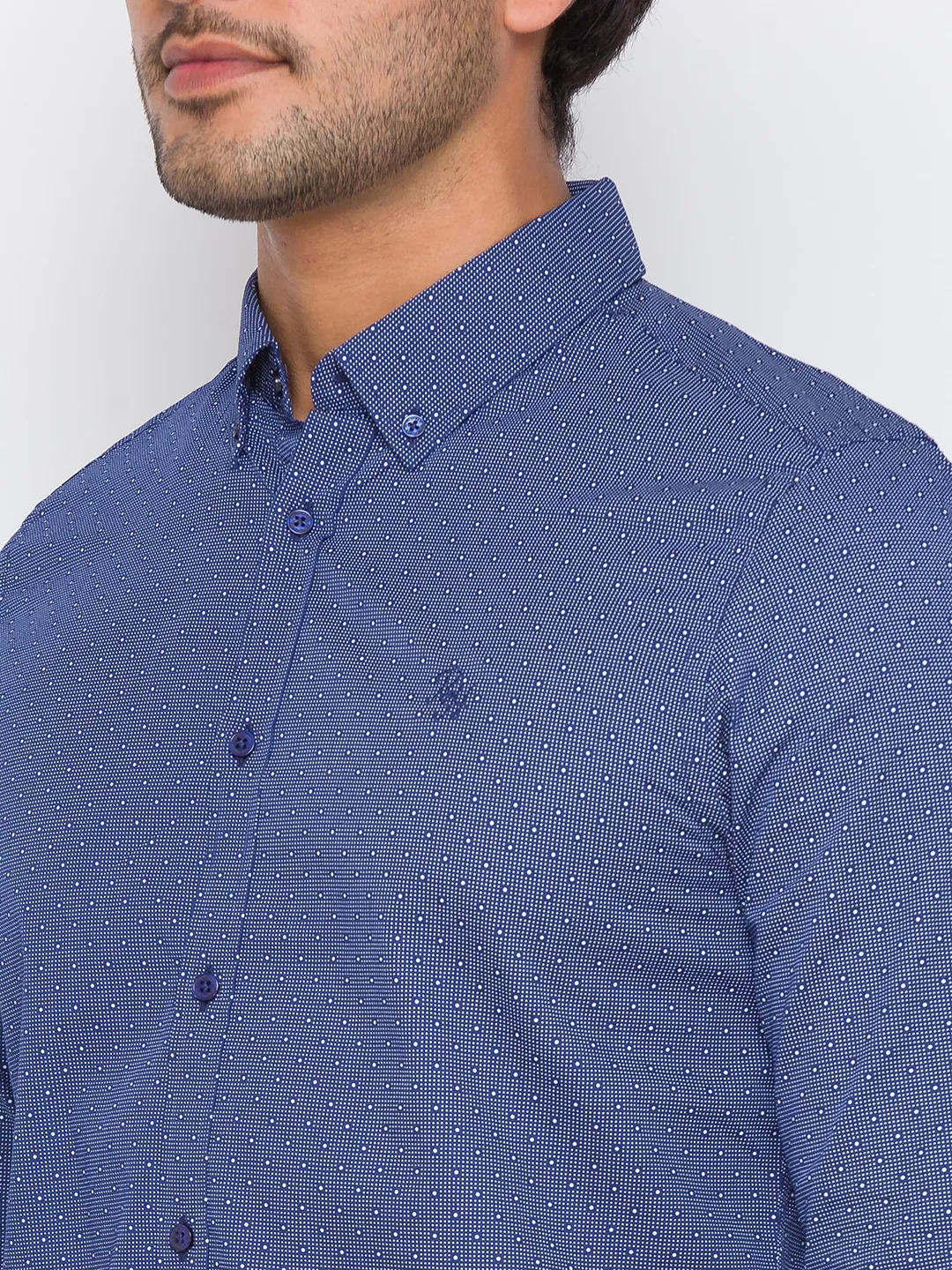 Blue Regular Fit Regular Collar Long Sleeves Cotton Men's Shirt by Being Human Clothing - Image 5