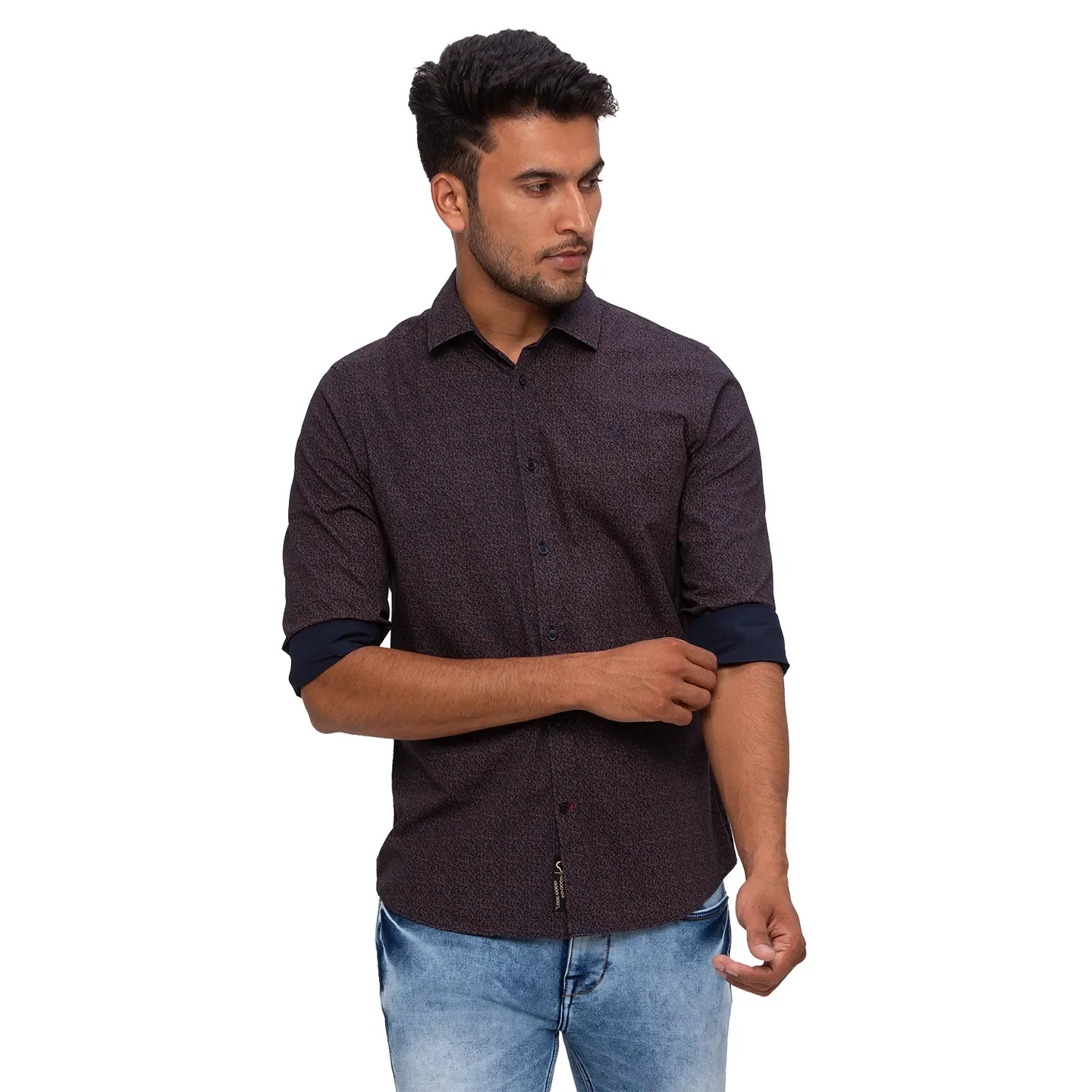 Blue Regular Fit Regular Collar Long Sleeves Cotton Men's Shirt by Being Human Clothing
