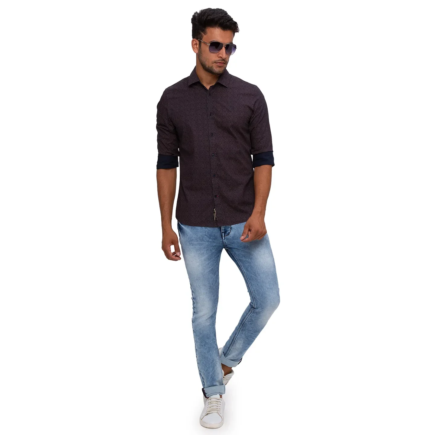 Blue Regular Fit Regular Collar Long Sleeves Cotton Men's Shirt by Being Human Clothing - Image 6