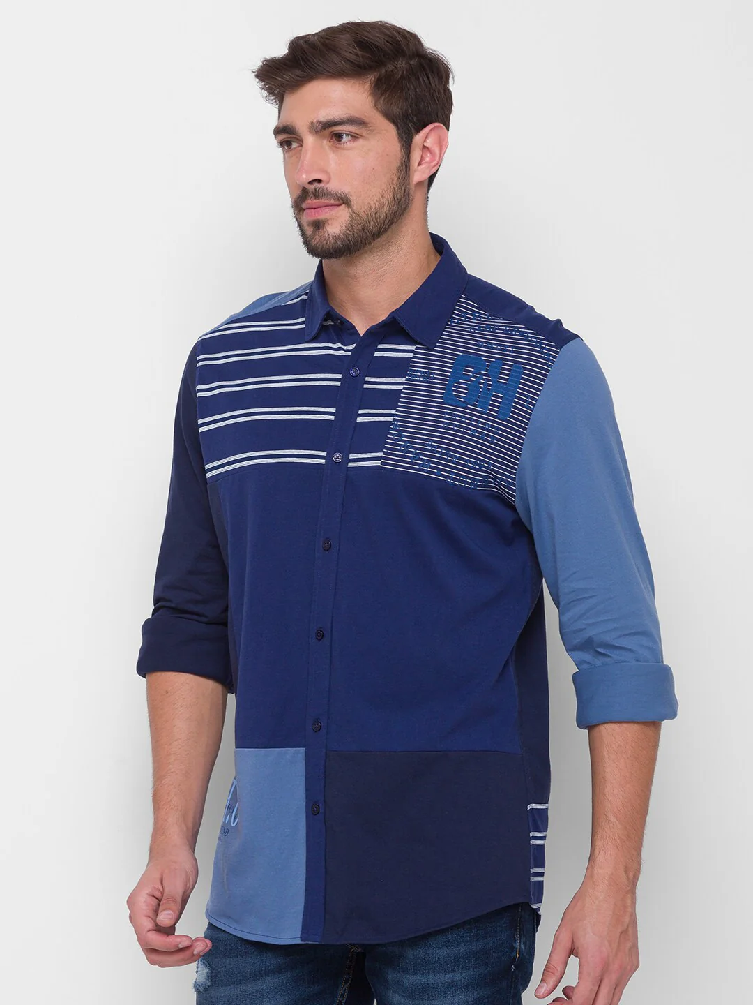 Navy Slim Fit Regular Collar Men's Shirt by Being Human Clothing - Image 2