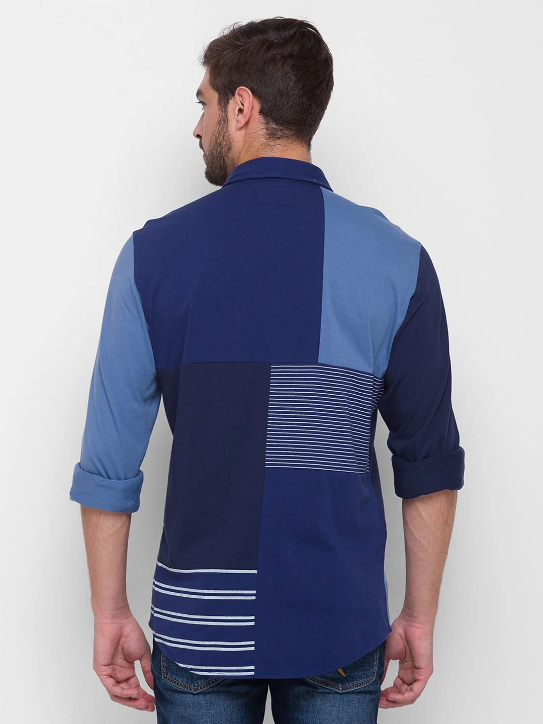 Navy Slim Fit Regular Collar Men's Shirt by Being Human Clothing - Image 4