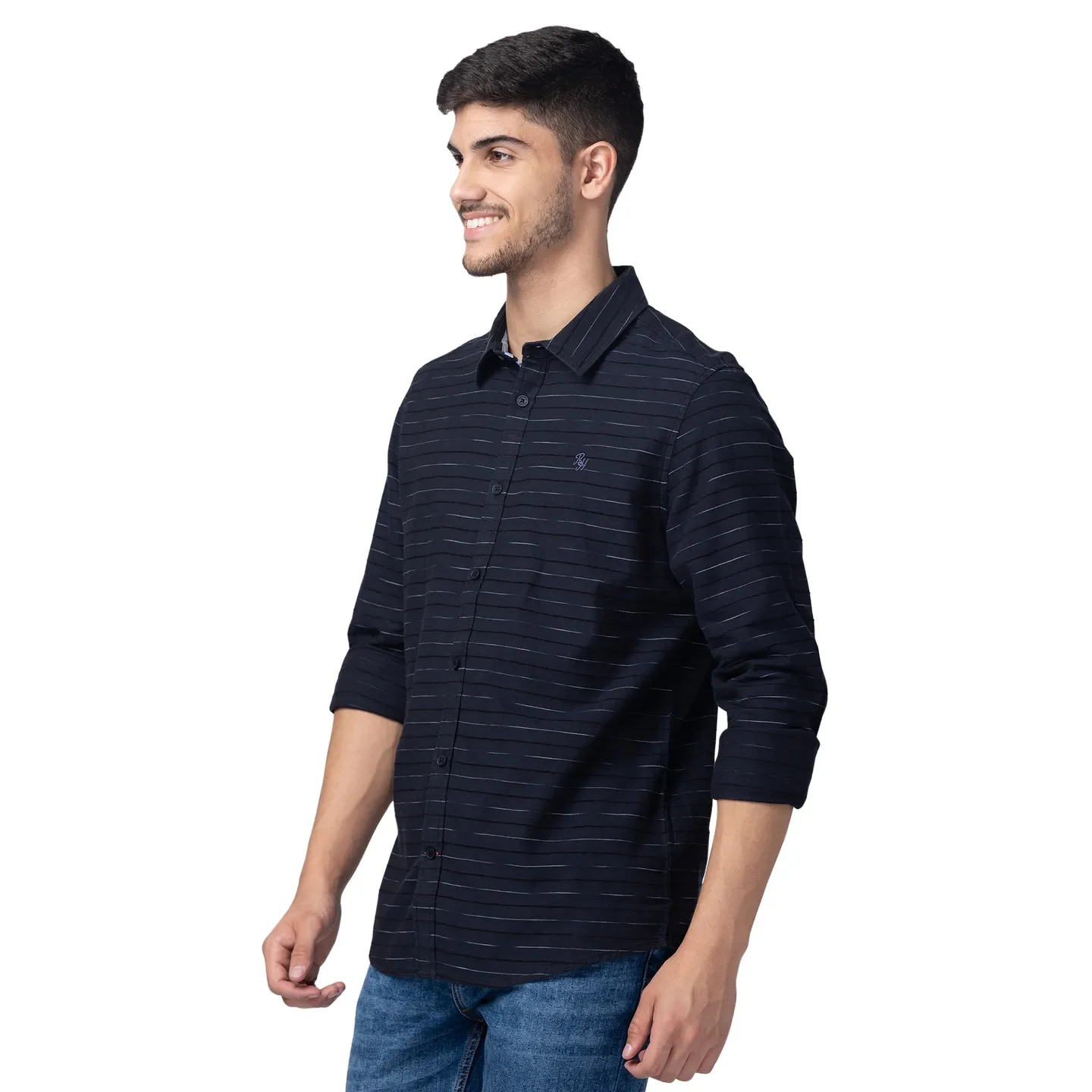 Navy Slim Fit Regular Collar Men's Shirt by Being Human Clothing - Image 2