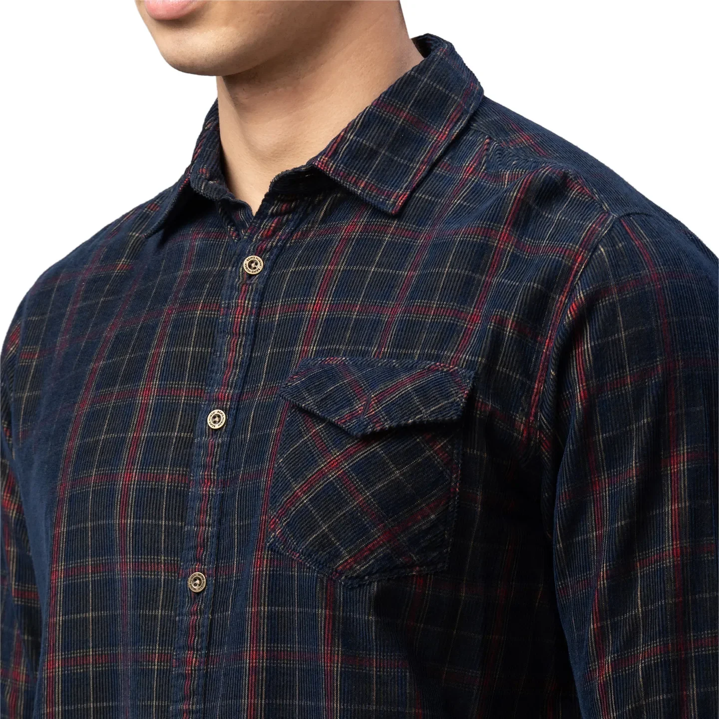 Blue Slim Straight Fit Regular Collar Long Sleeves Cotton Men's Shirt by Being Human Clothing - Image 5