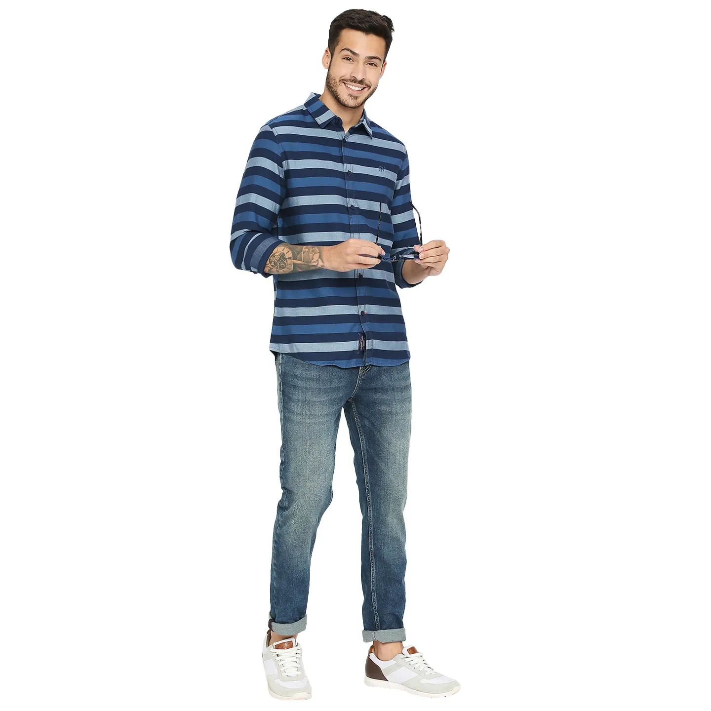 Navy Slim Fit Regular Collar Men's Shirt by Being Human Clothing - Image 6