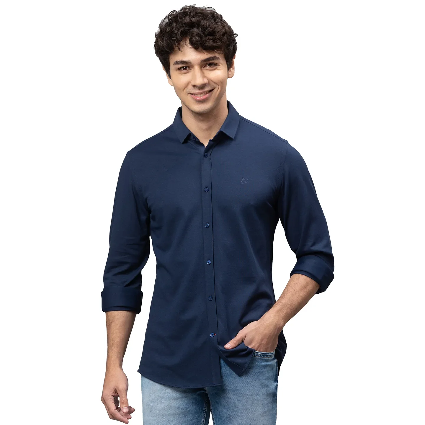 Super Slim Fit Navy Shirt - Being Human clothing