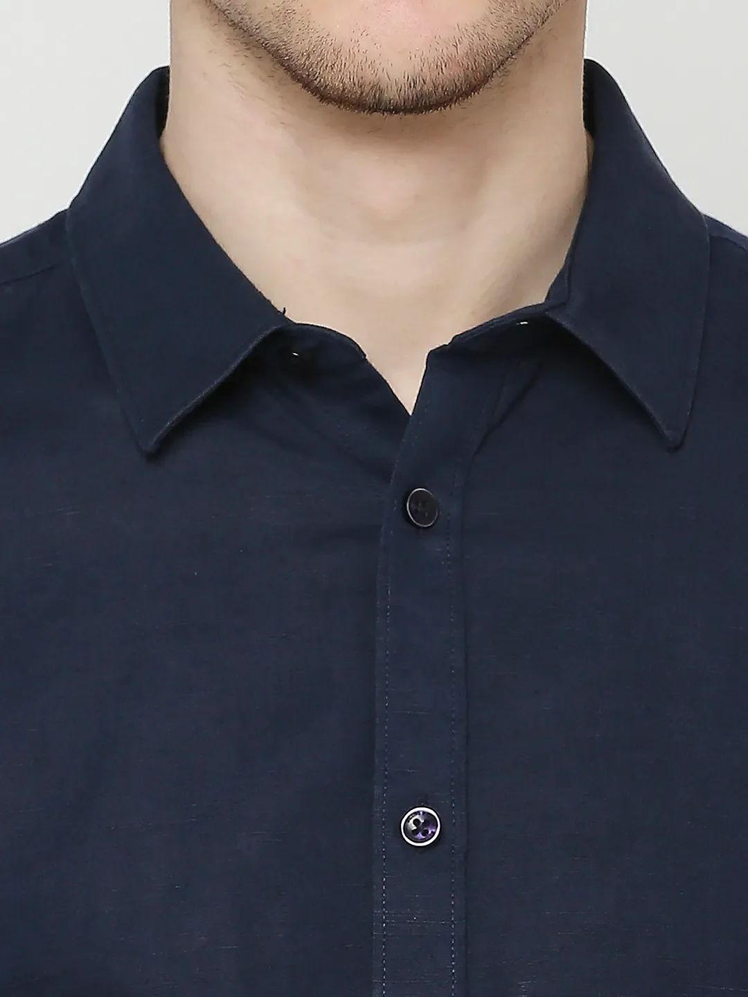 Navy Slim Fit Regular Collar Men's Shirt by Being Human Clothing - Image 5