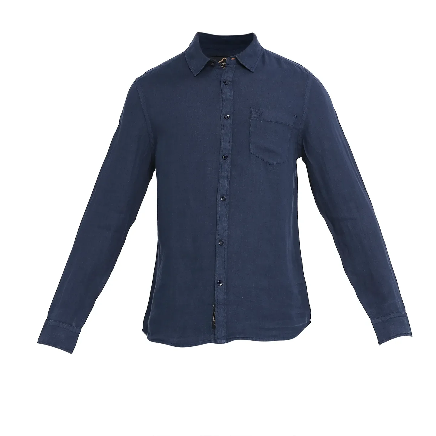 Blue Slim Straight Fit Regular Collar Long Sleeves LINEN Men's Shirt by Being Human Clothing - Image 7
