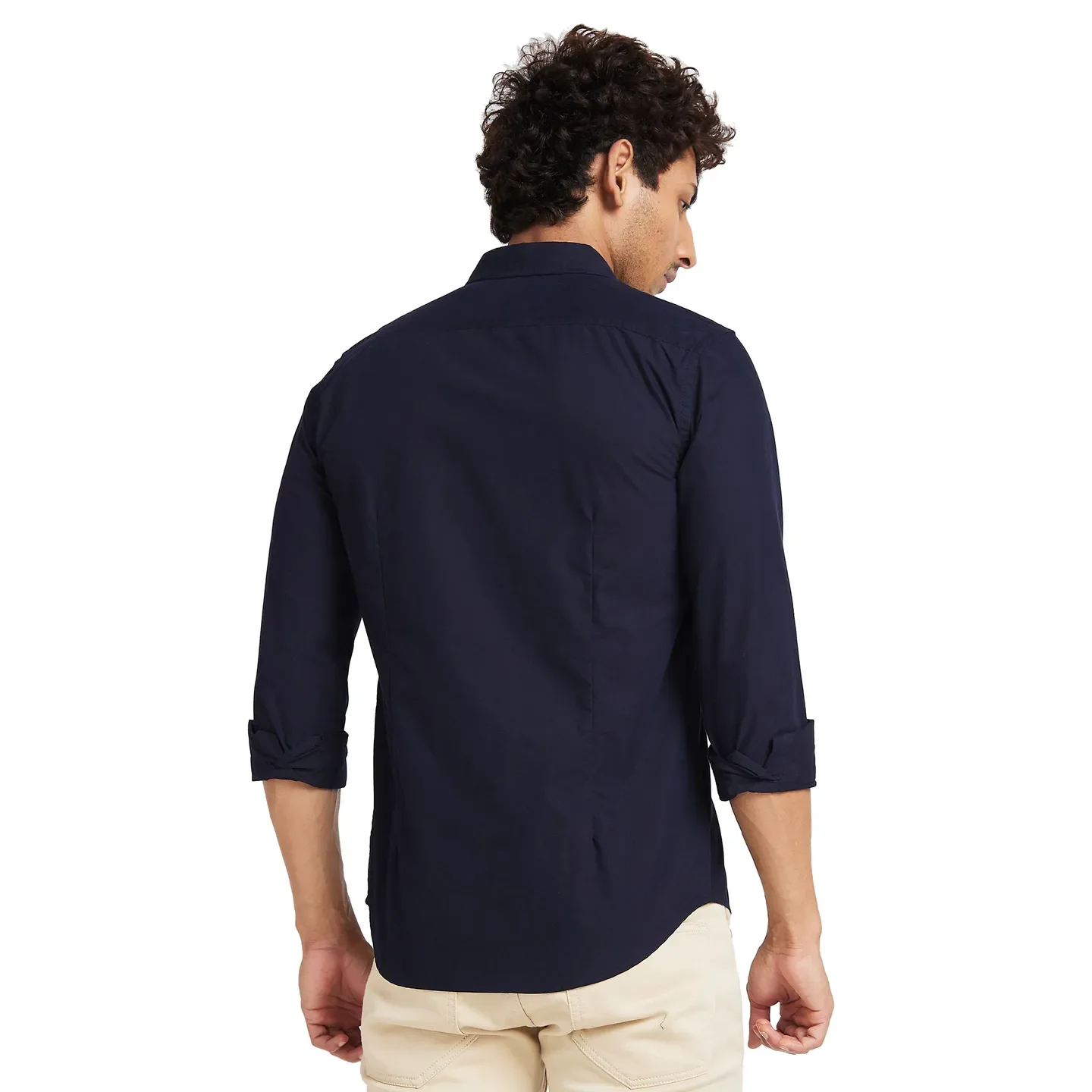 Navy Slim Fit Regular Collar Men's Shirt by Being Human Clothing - Image 4