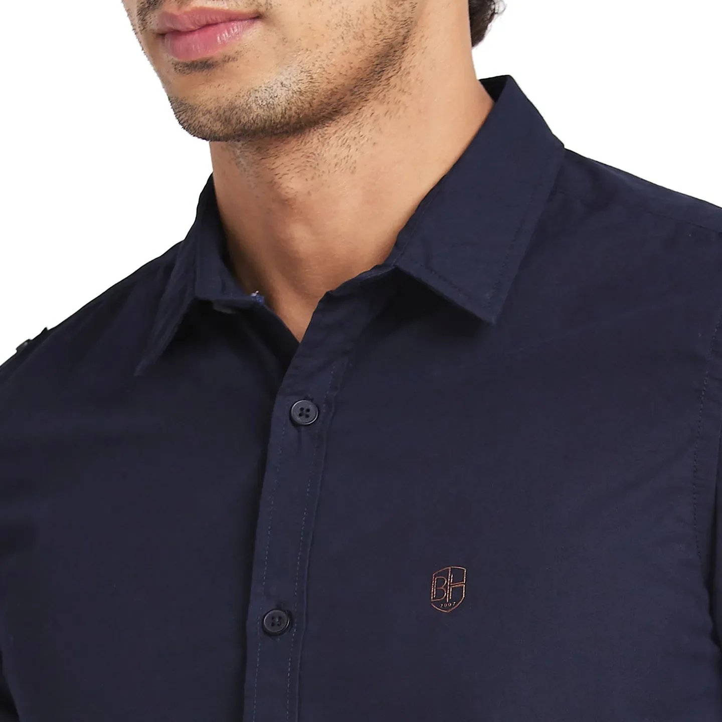 Navy Slim Fit Regular Collar Men's Shirt by Being Human Clothing - Image 5