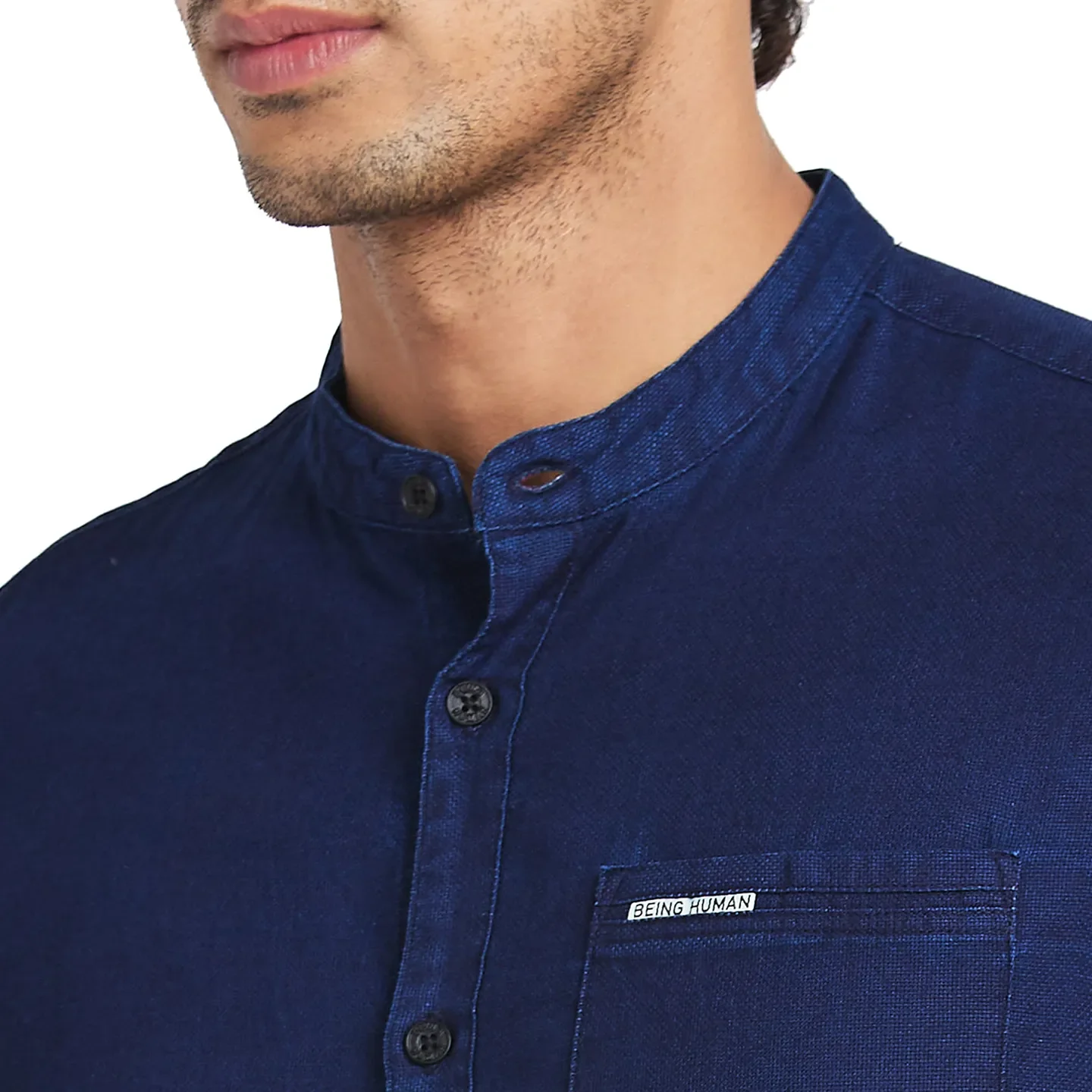 Navy Slim Fit Regular Collar Men's Shirt by Being Human Clothing - Image 5