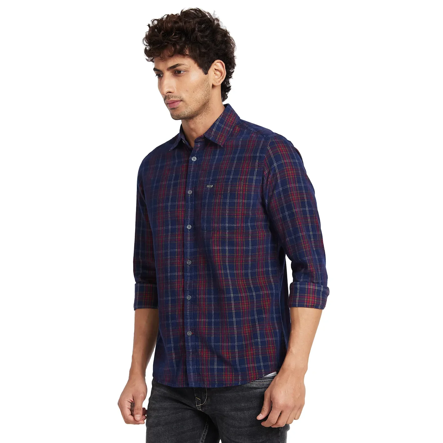 Navy Slim Fit Regular Collar Men's Shirt by Being Human Clothing - Image 3