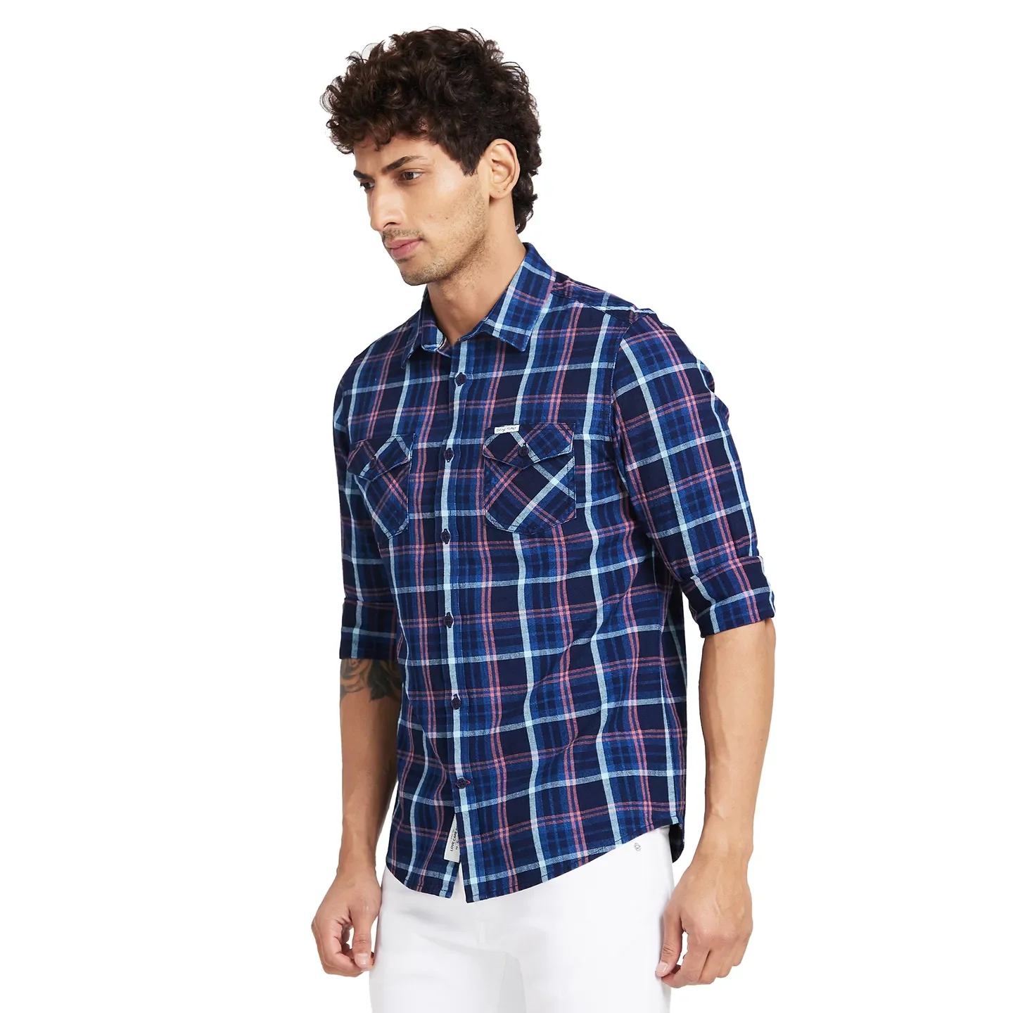 Navy Slim Fit Regular Collar Men's Shirt by Being Human Clothing - Image 3