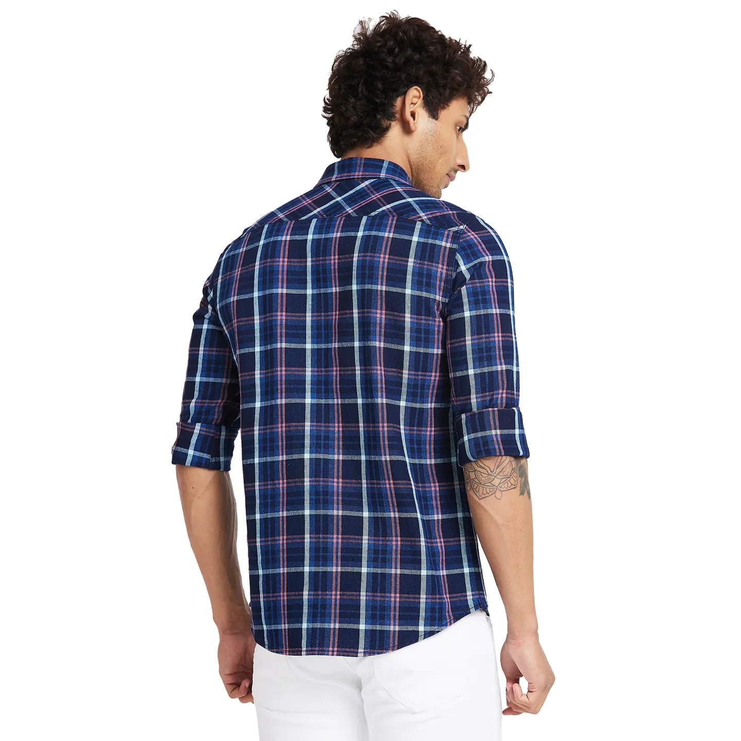 Navy Slim Fit Regular Collar Men's Shirt by Being Human Clothing - Image 4